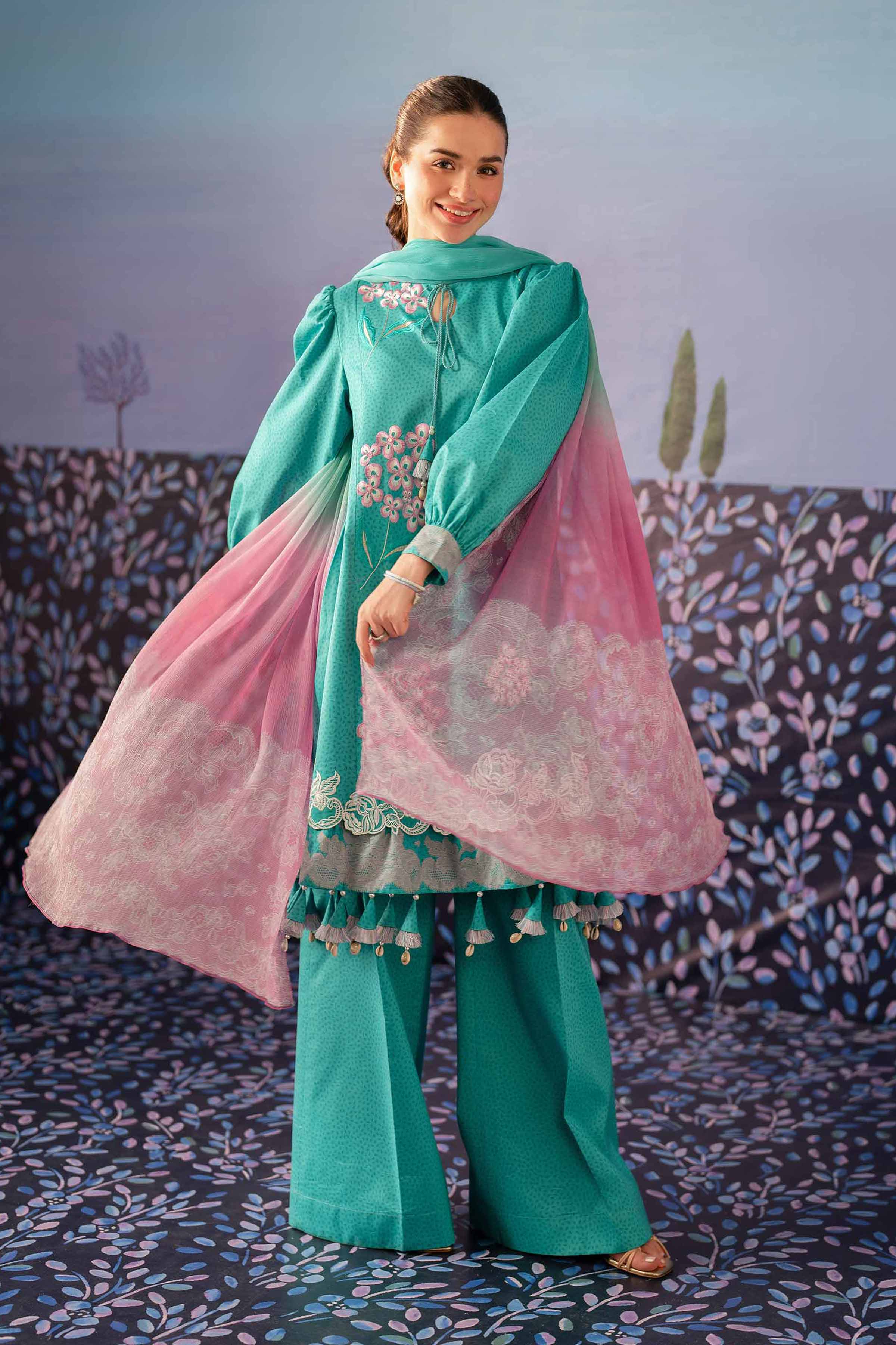 Nishat Linen 3 Piece - Printed Embroidered Suit - 42501086 Embroidered Eid Lawn Collection 0