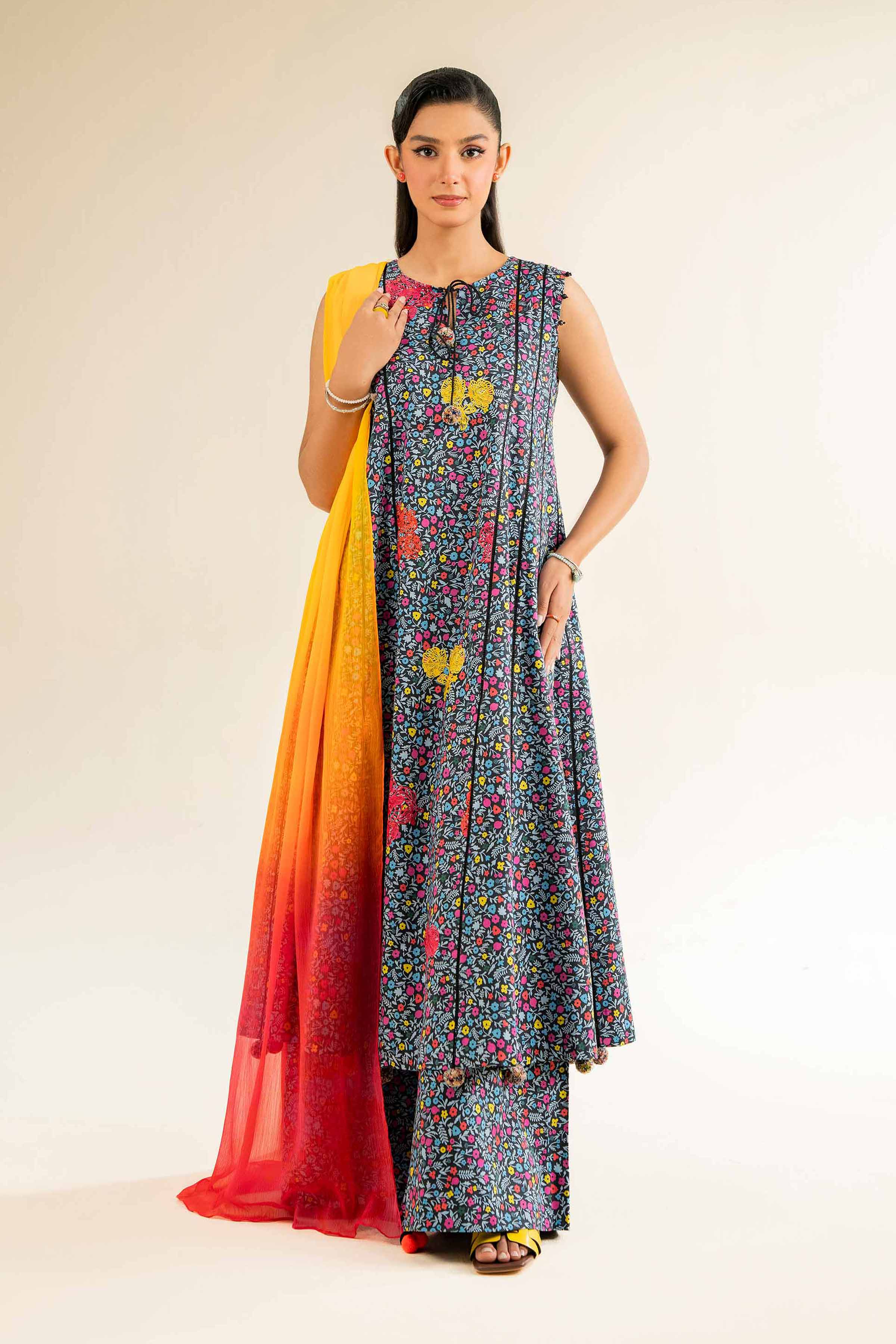 Nishat Linen 3 Piece - Printed Embroidered Suit - 42501087 Embroidered Eid Lawn Collection 0