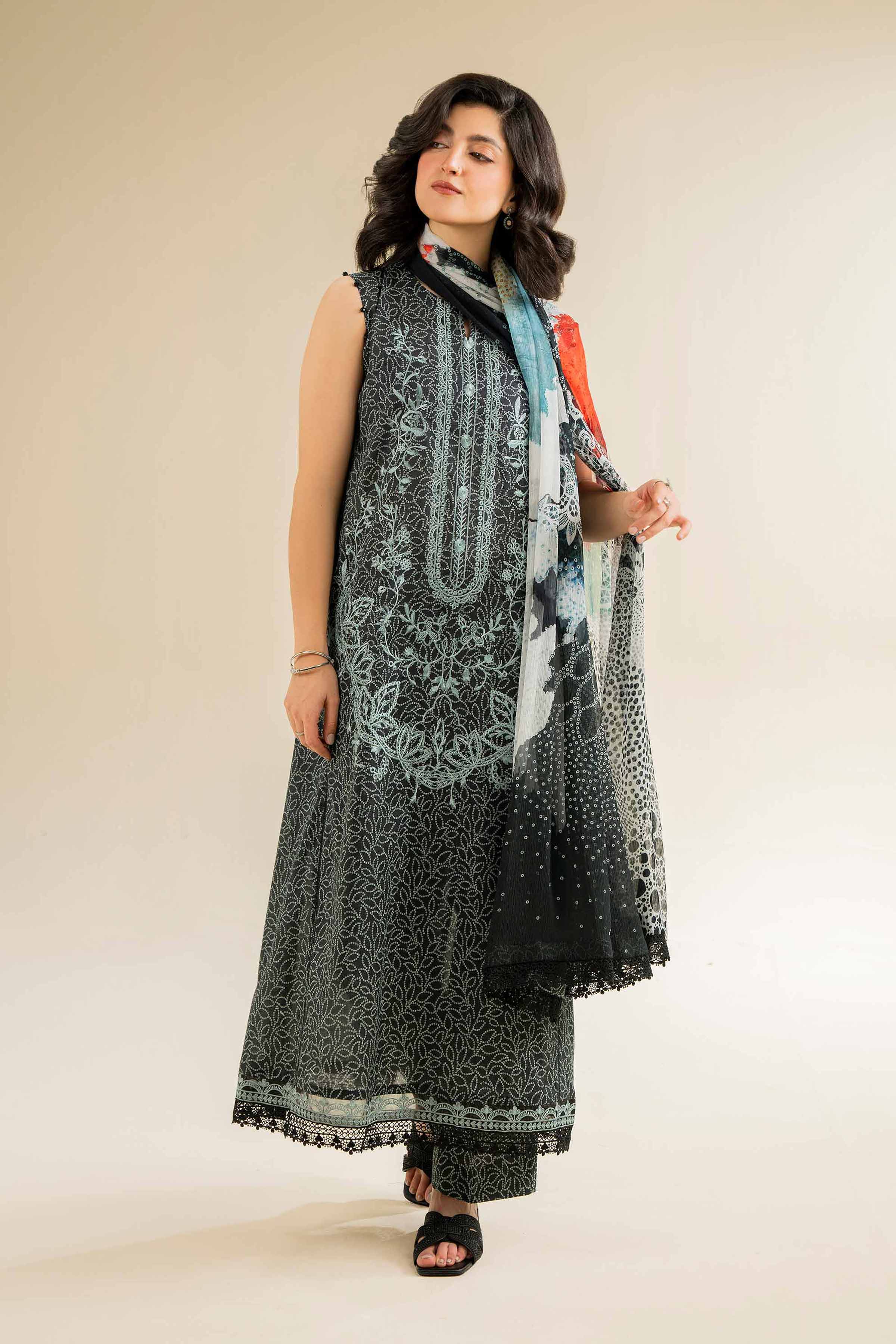 Nishat Linen 3 Piece - Printed Embroidered Suit - 42501090 Embroidered Eid Lawn Collection 0
