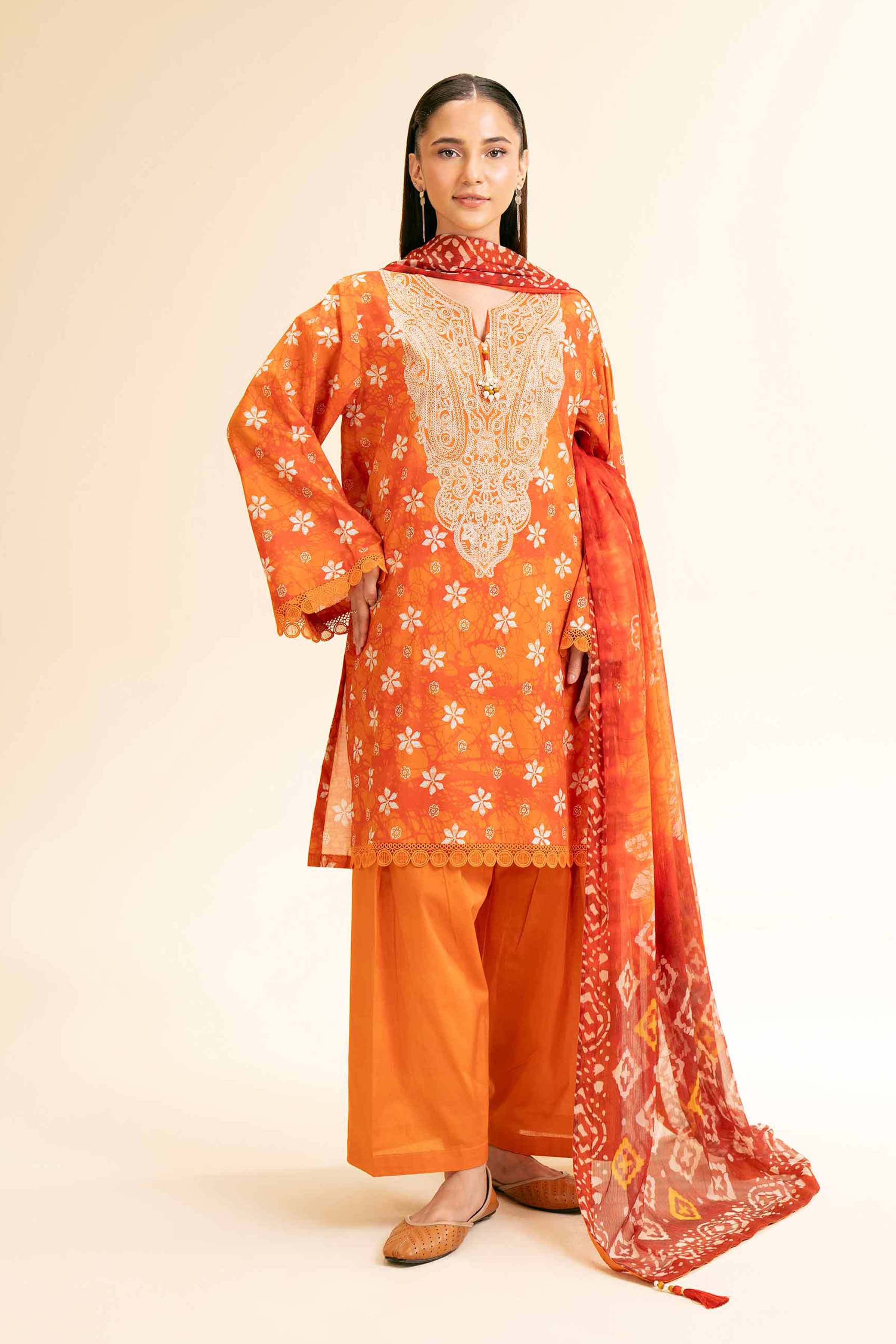 Nishat Linen 3 Piece - Printed Embroidered Suit - 42501222 Embroidered Eid Lawn Collection 0