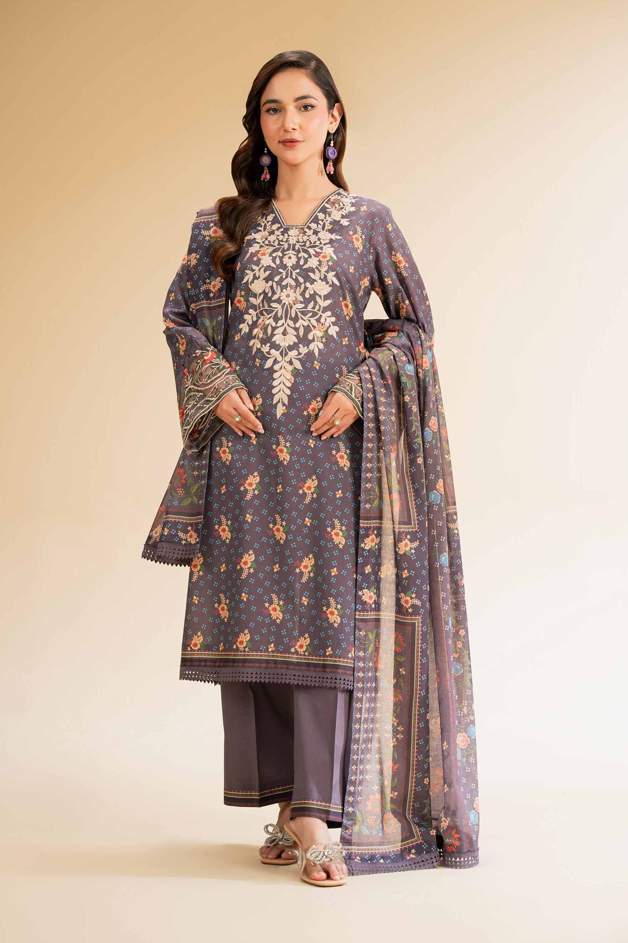 Nishat Linen 3 Piece - Printed Embroidered Suit - 42501244 Embroidered Eid Lawn Collection 0