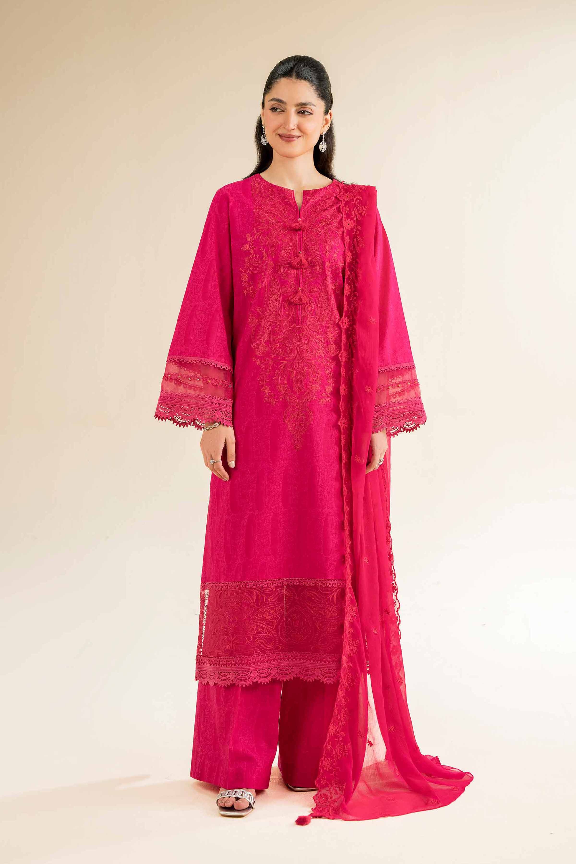 Nishat Linen 3 Piece - Printed Embroidered Suit - 42501276 Embroidered Eid Lawn Collection 0