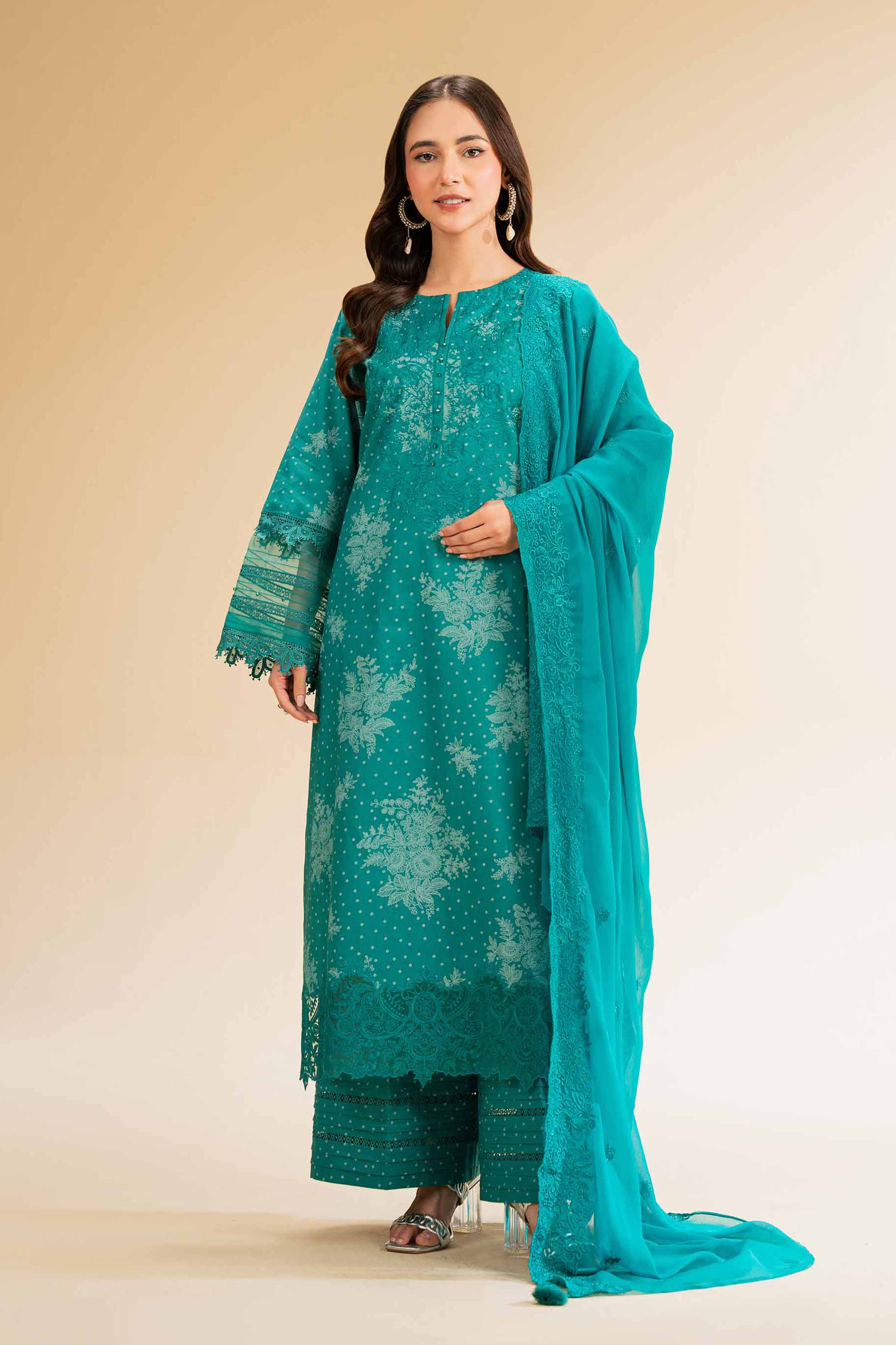 Nishat Linen 3 Piece - Printed Embroidered Suit - 42501278 Embroidered Eid Lawn Collection 0