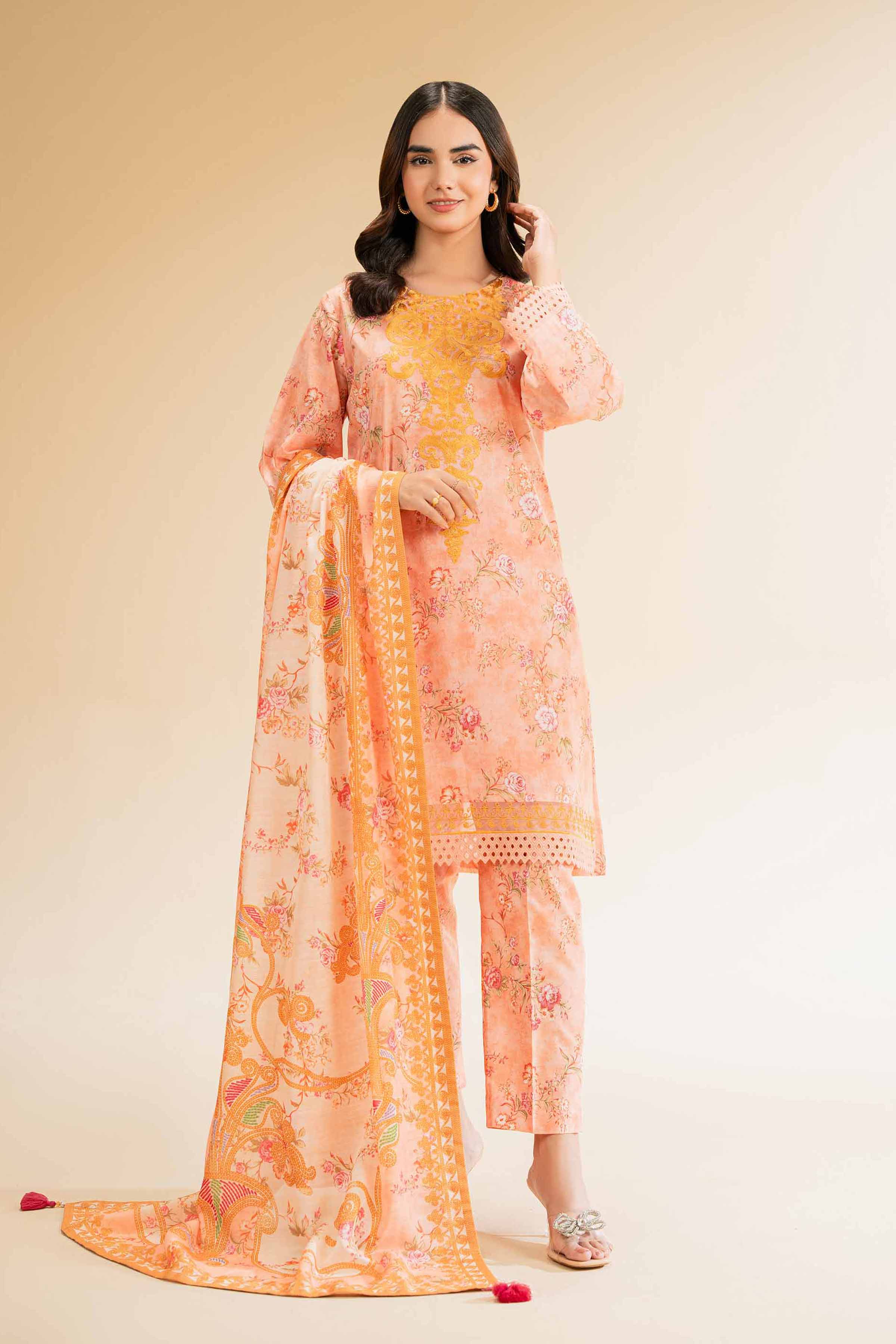 Nishat Linen 3 Piece - Printed Embroidered Suit - 42501310 Embroidered Eid Lawn Collection 0