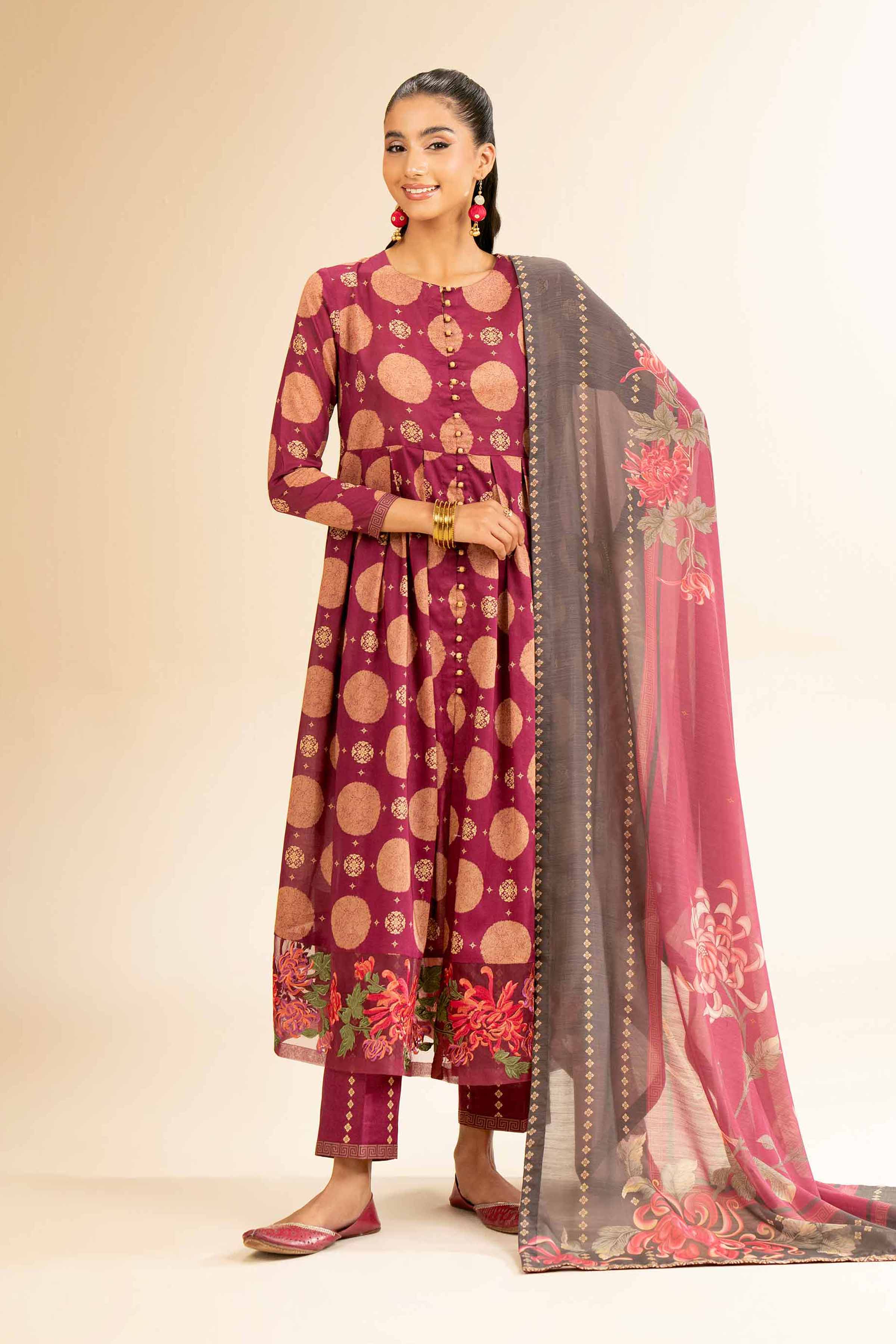 Nishat Linen 3 Piece - Printed Embroidered Suit - 42501315 Embroidered Eid Lawn Collection 0