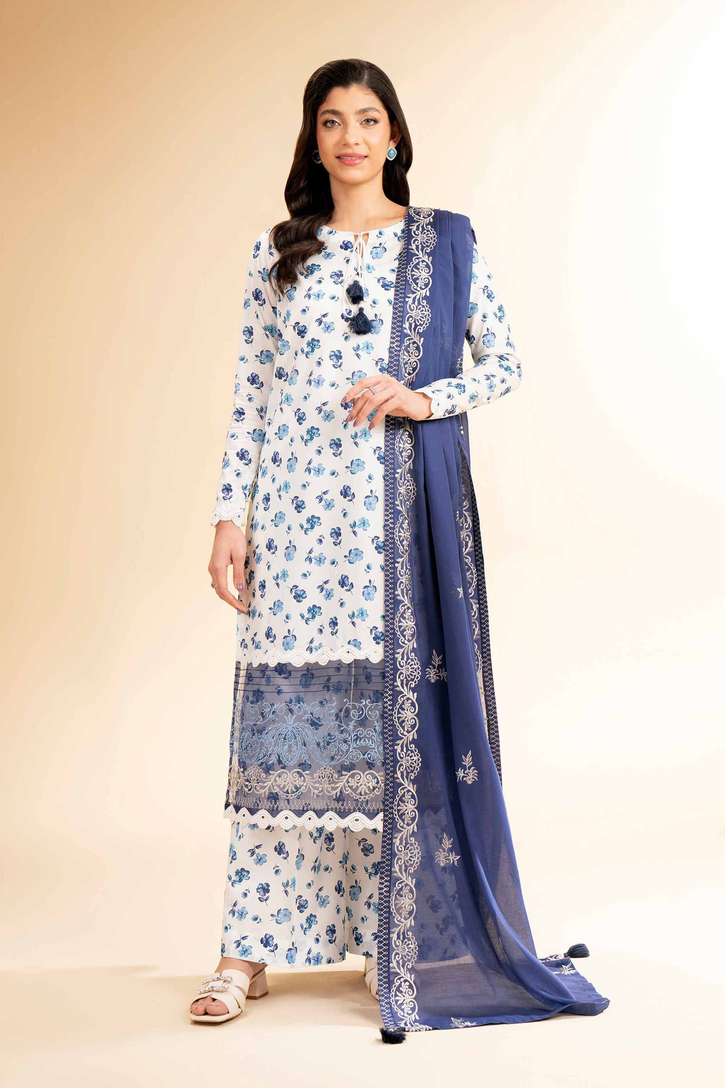 Nishat Linen 3 Piece - Printed Embroidered Suit - 42501357 Embroidered Eid Lawn Collection 0