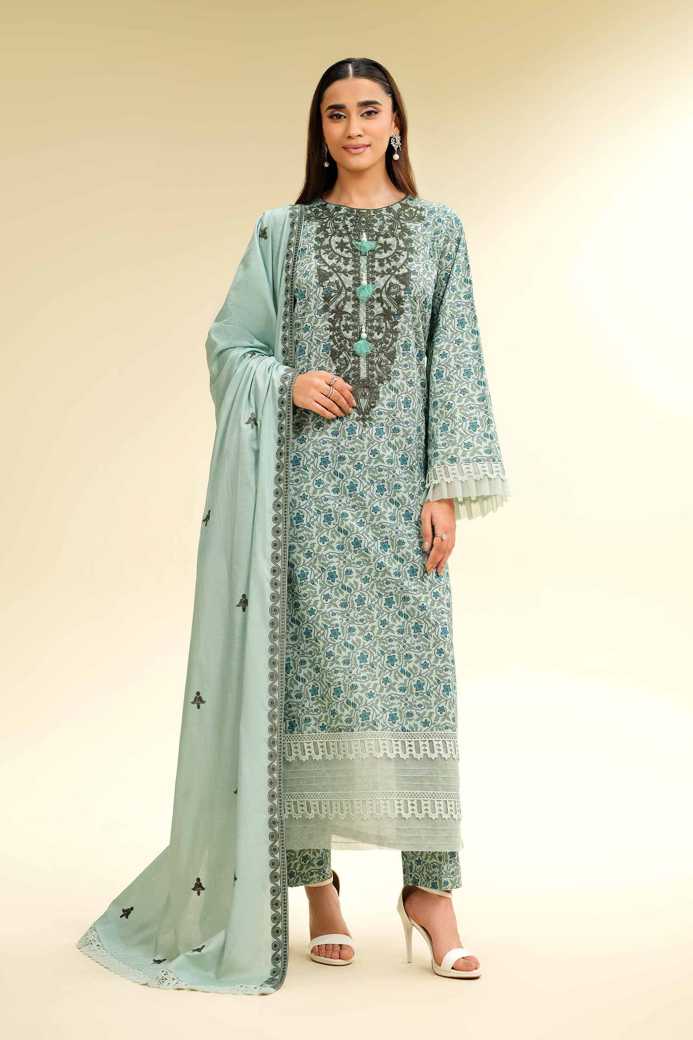 Nishat Linen 3 Piece - Printed Embroidered Suit - 42501361 Embroidered Eid Lawn Collection 0