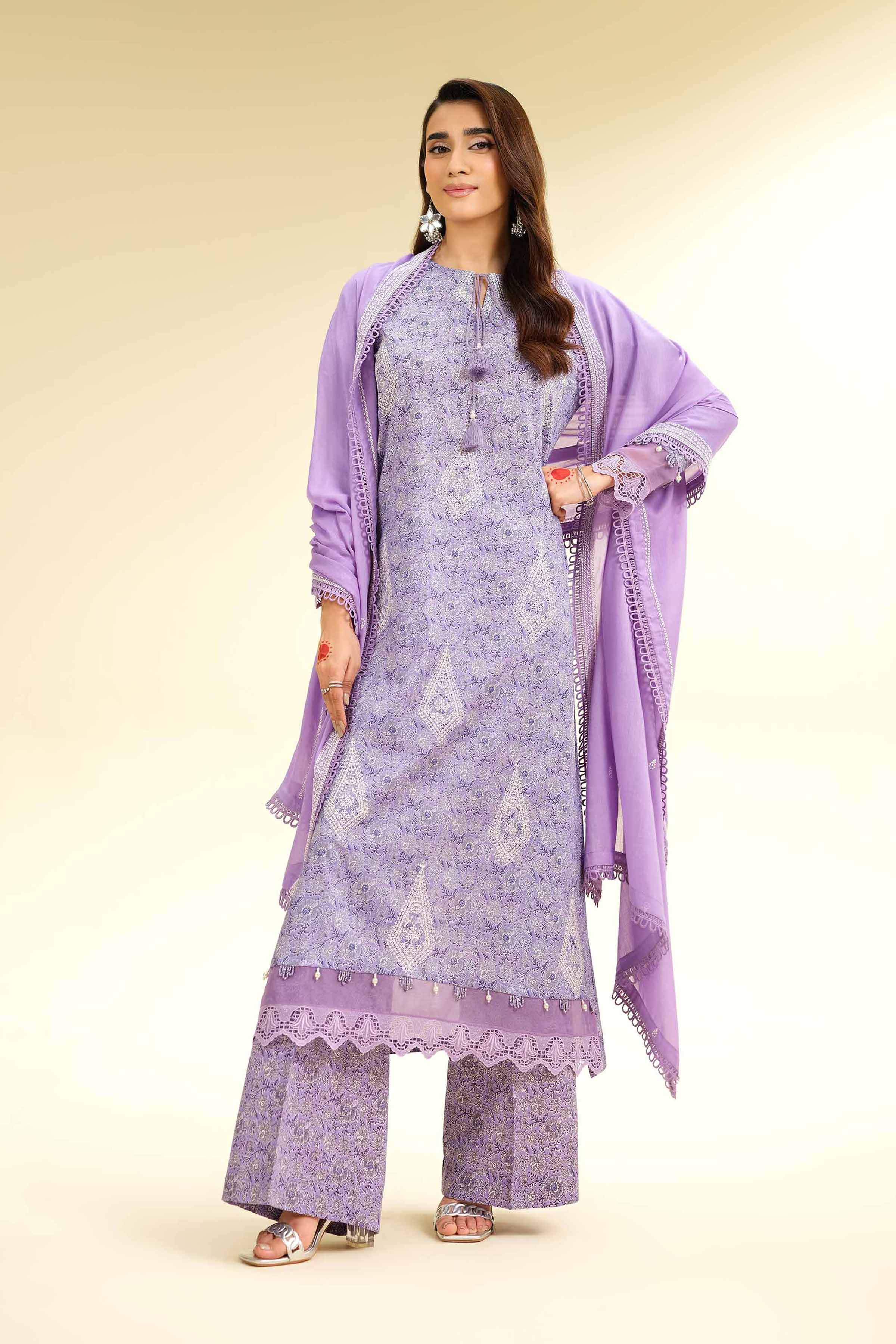 Nishat Linen 3 Piece - Printed Embroidered Suit - 42501362 Embroidered Eid Lawn Collection 0