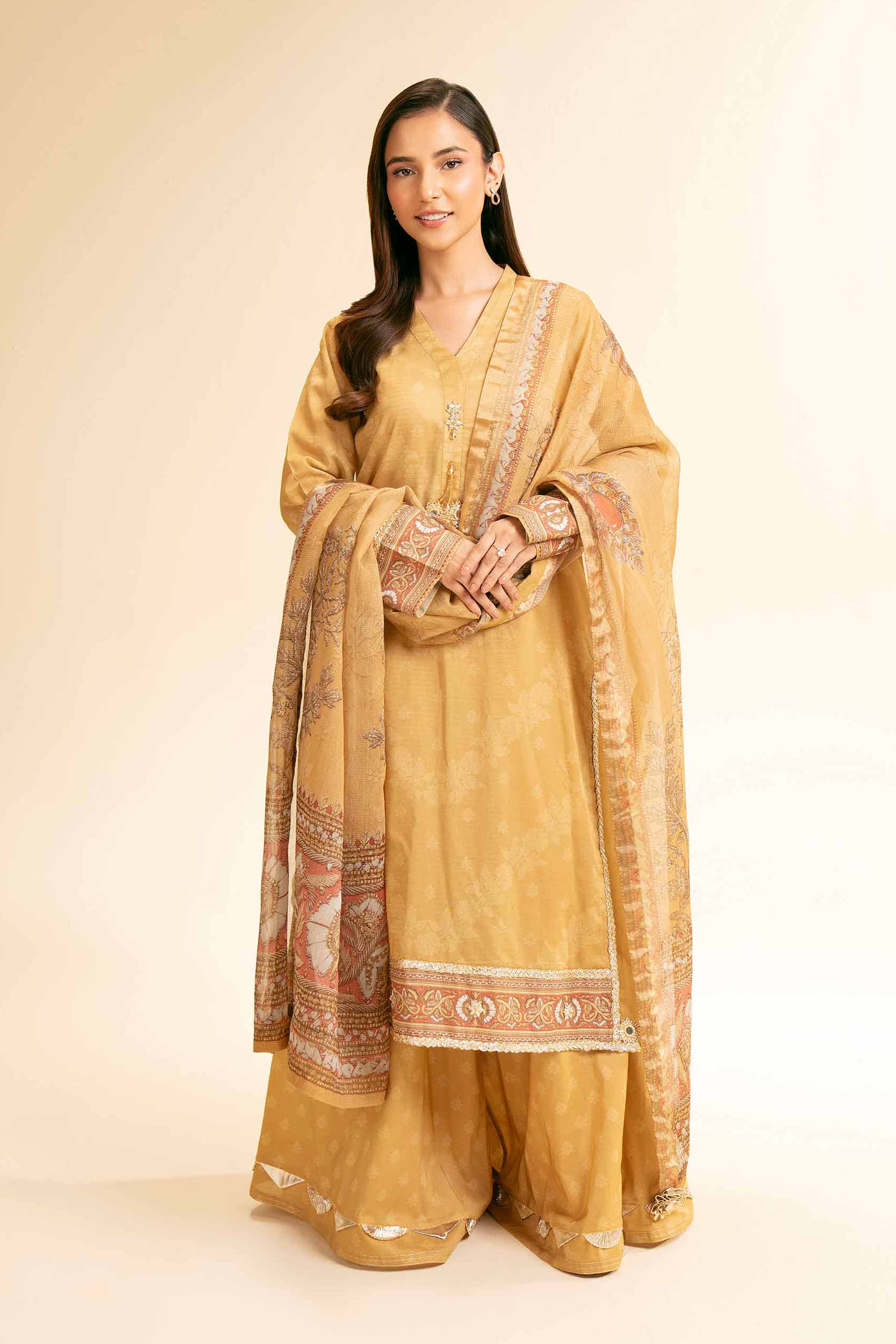 Nishat Linen 3 Piece - Printed With Gotta Laces Suit - 42501448 Digital Printed Lawn Eid Edition 2025
