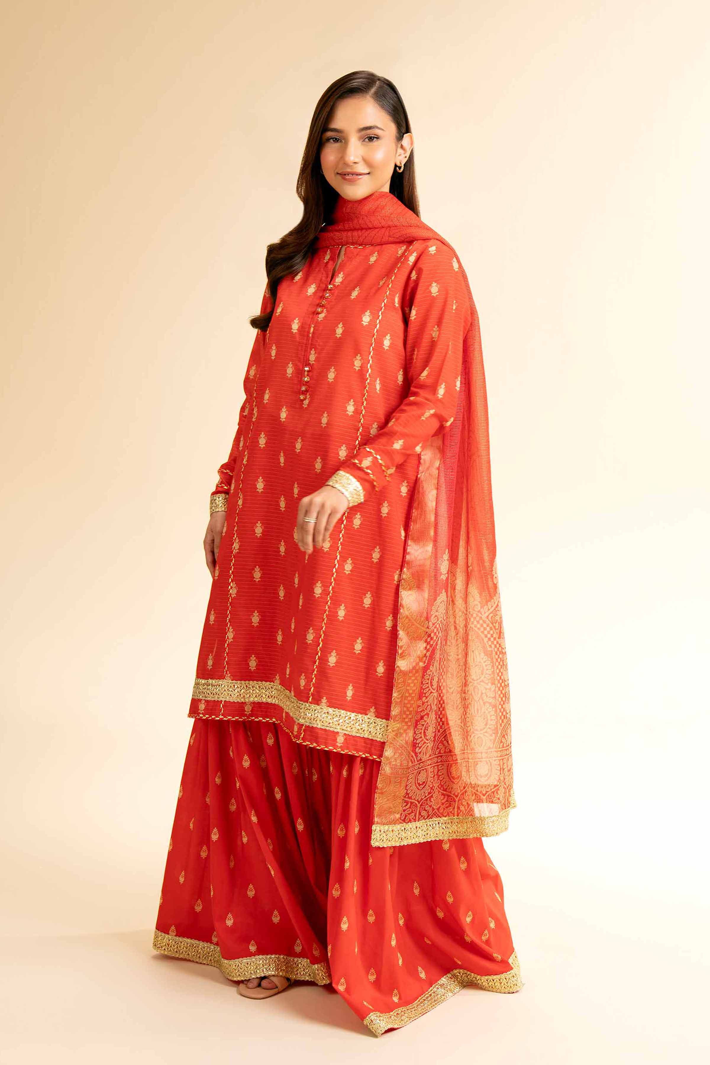 Nishat Linen 3 Piece - Printed With Gotta Laces Suit - 42501452 Digital Printed Lawn Eid Edition 2025