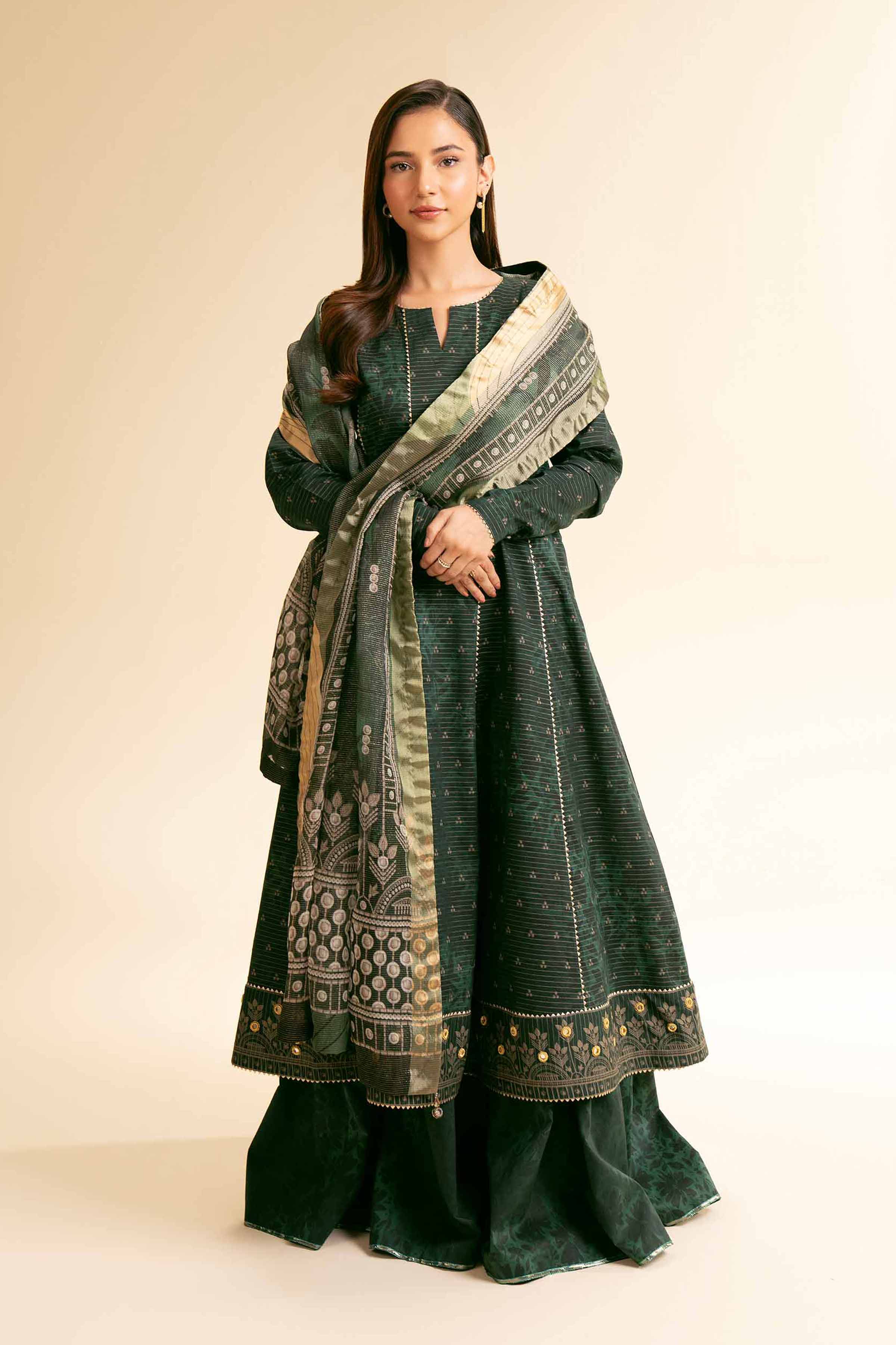Nishat Linen 3 Piece - Printed With Gotta Laces Suit - 42501453 Digital Printed Lawn Eid Edition 2025