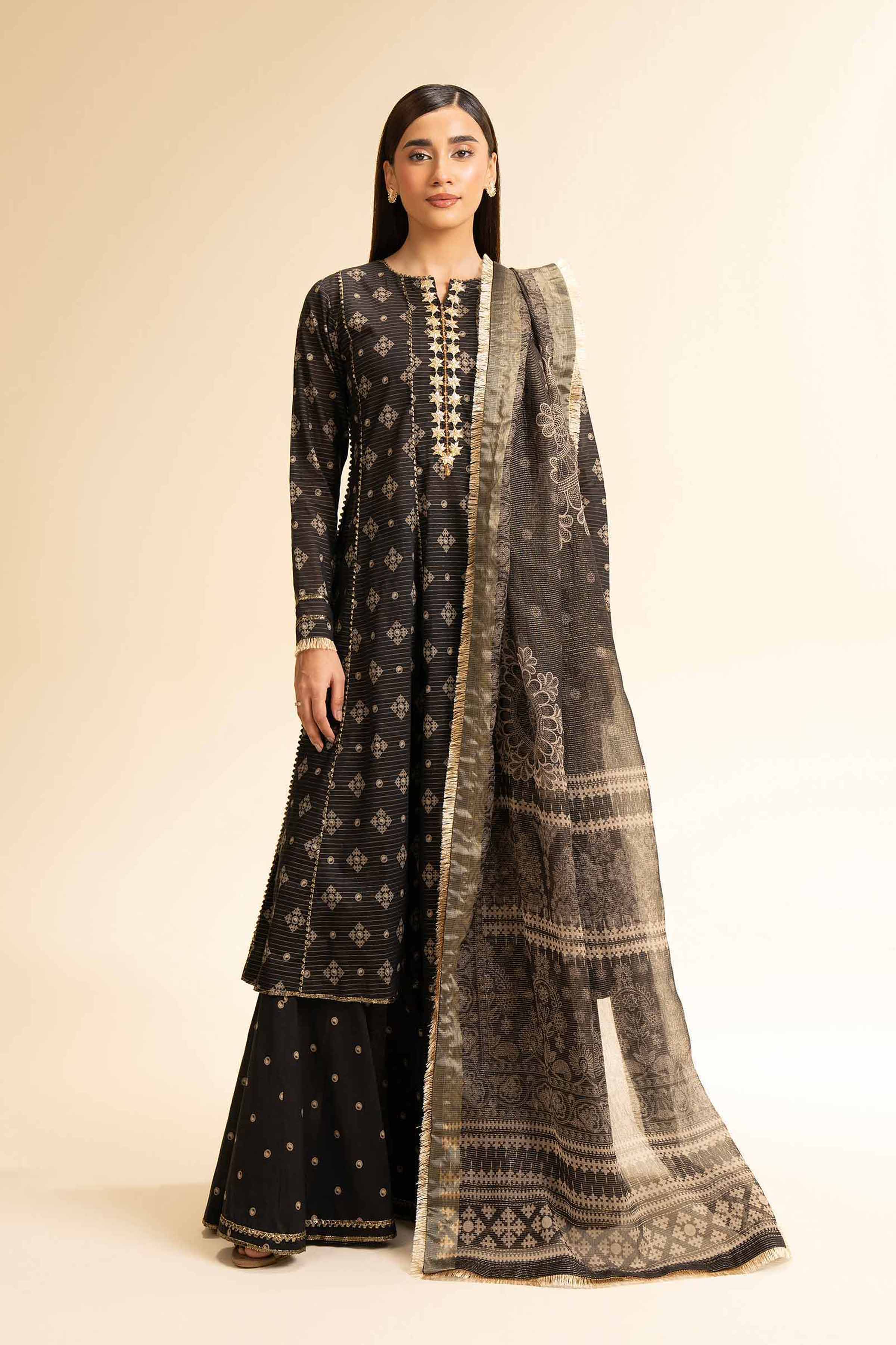 Nishat Linen 3 Piece - Printed With Gotta Laces Suit - 42501455 Digital Printed Lawn Eid Edition 2025