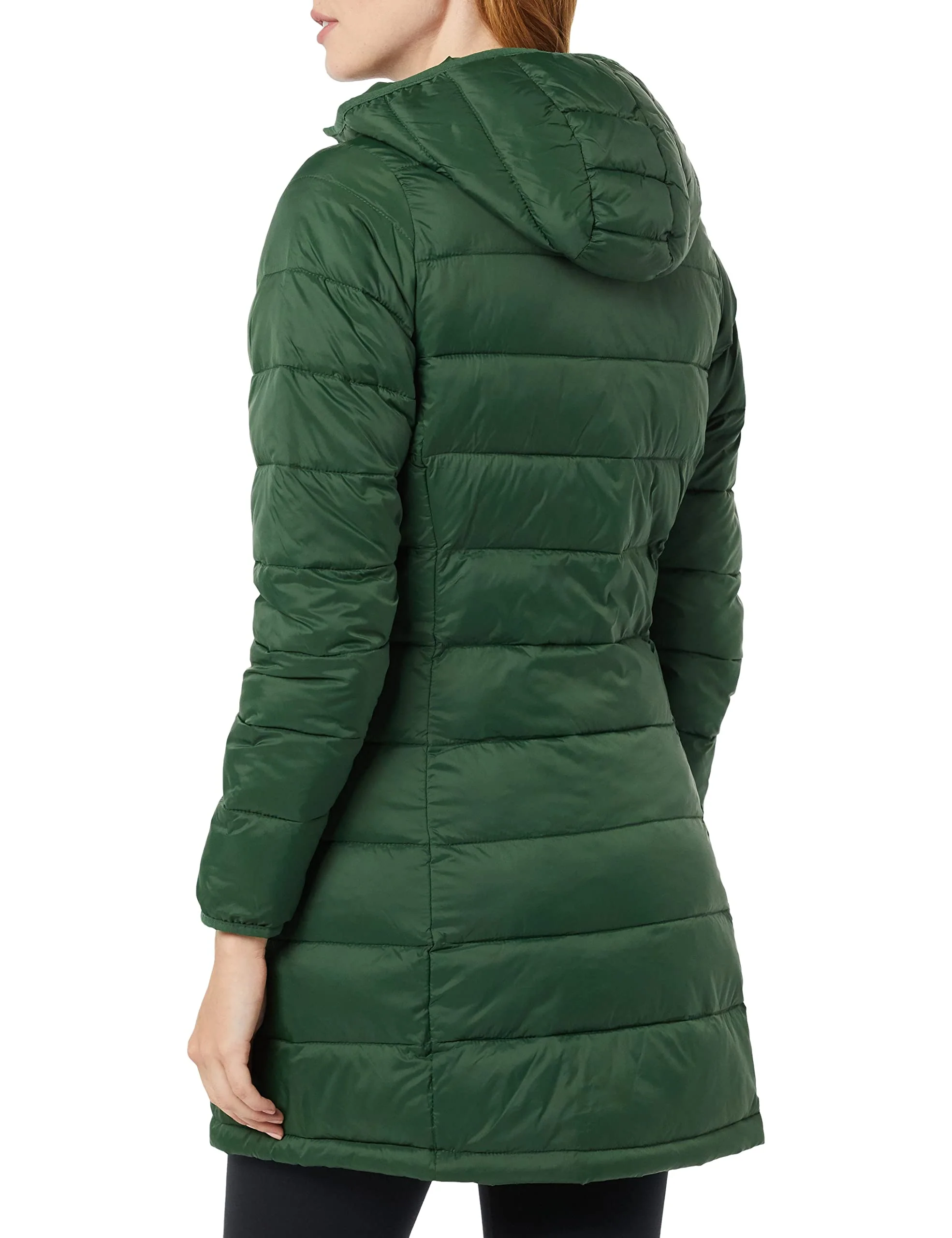 Olive Women's Lightweight Hooded Puffer Coat with Water-Resistant Finish - AmEss - Image 2