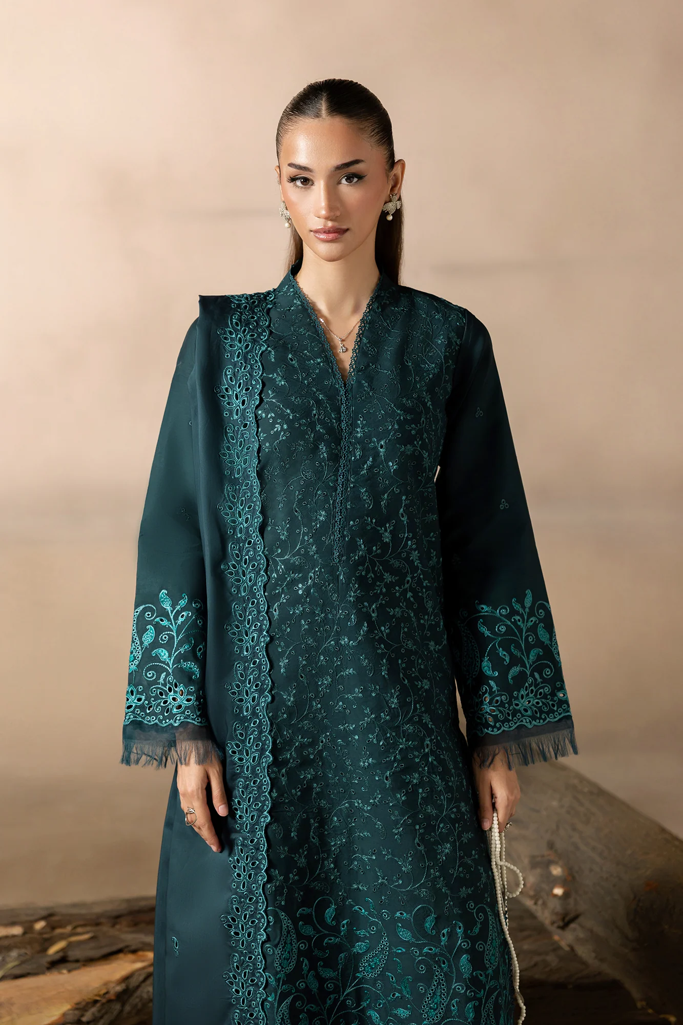 Raj Bari Chikankari Design # 08 Premium Viscose Chikankari 2025 - Image 2