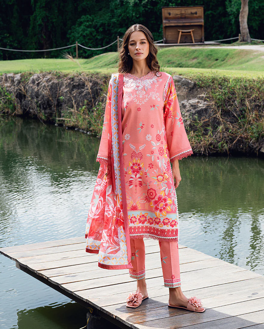Roheenaz Berry Glint Garden Veal Printed Lawn 2025