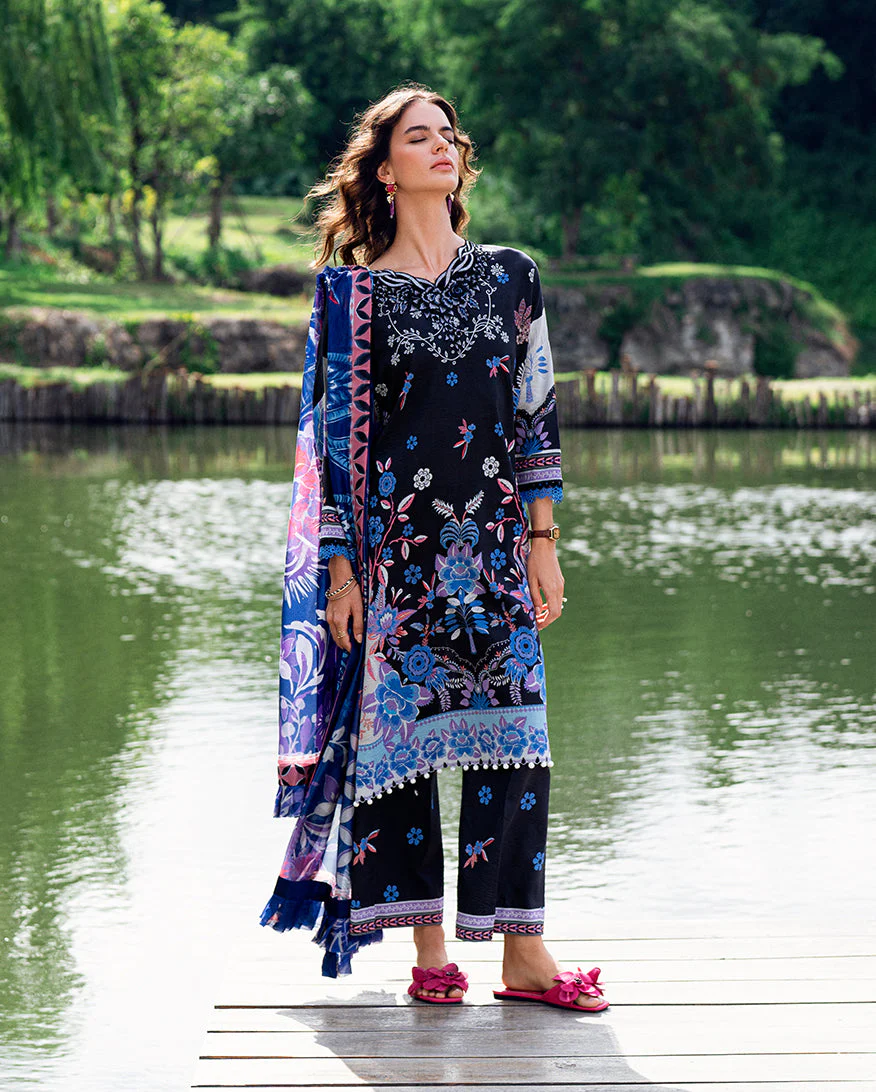 Roheenaz BlackBerry Frost Garden Veal Printed Lawn 2025