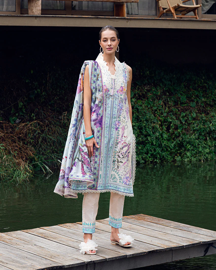 Roheenaz Bloom Glimmer Garden Veal Printed Lawn 2025