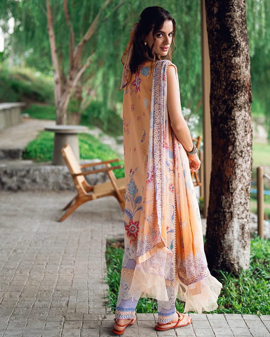 Roheenaz Coral Whim Garden Veal Printed Lawn 2025 - Image 2