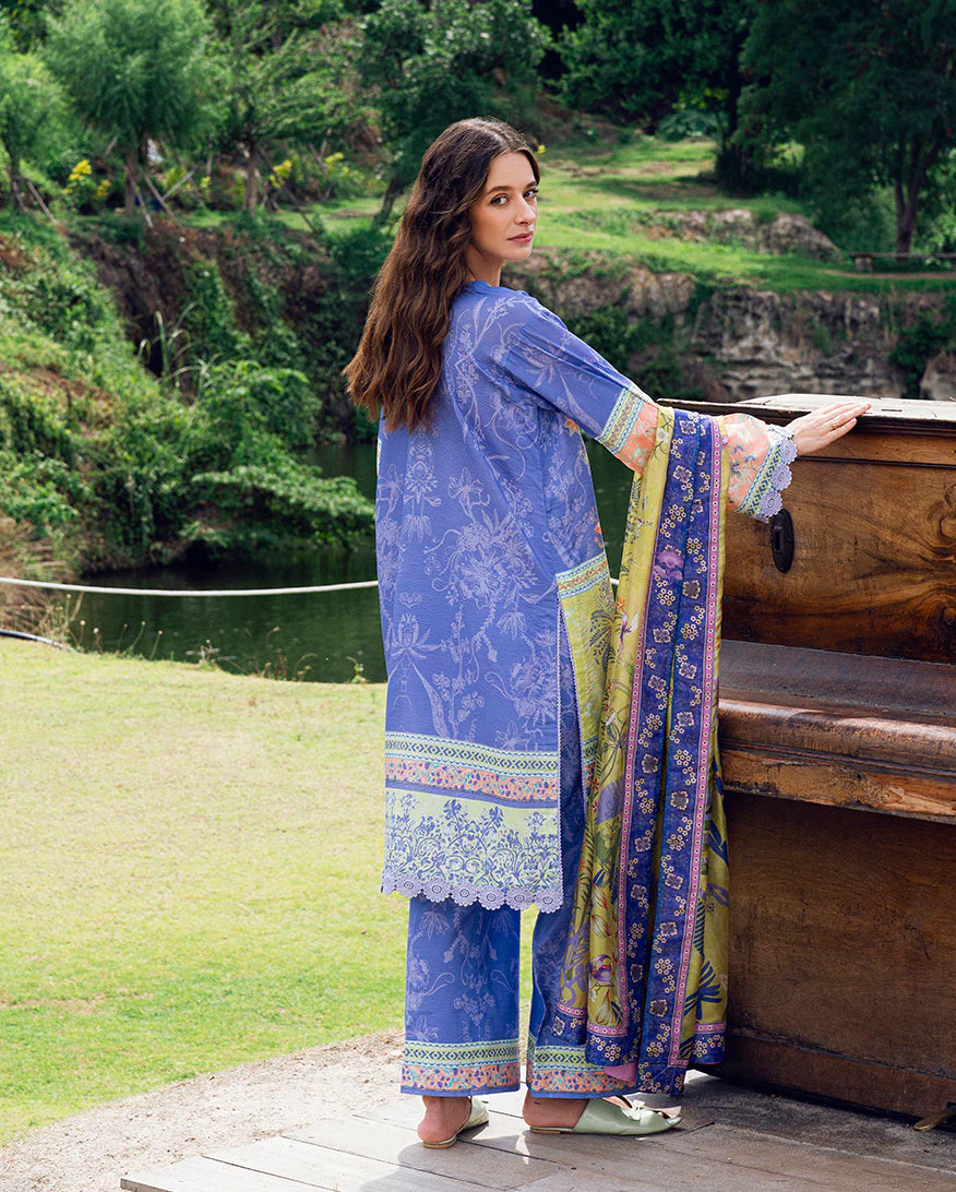 Roheenaz Inky Bloom Garden Veal Printed Lawn 2025 - Image 2