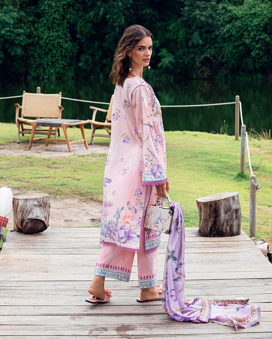 Roheenaz Lilac Dust Garden Veal Printed Lawn 2025 - Image 2