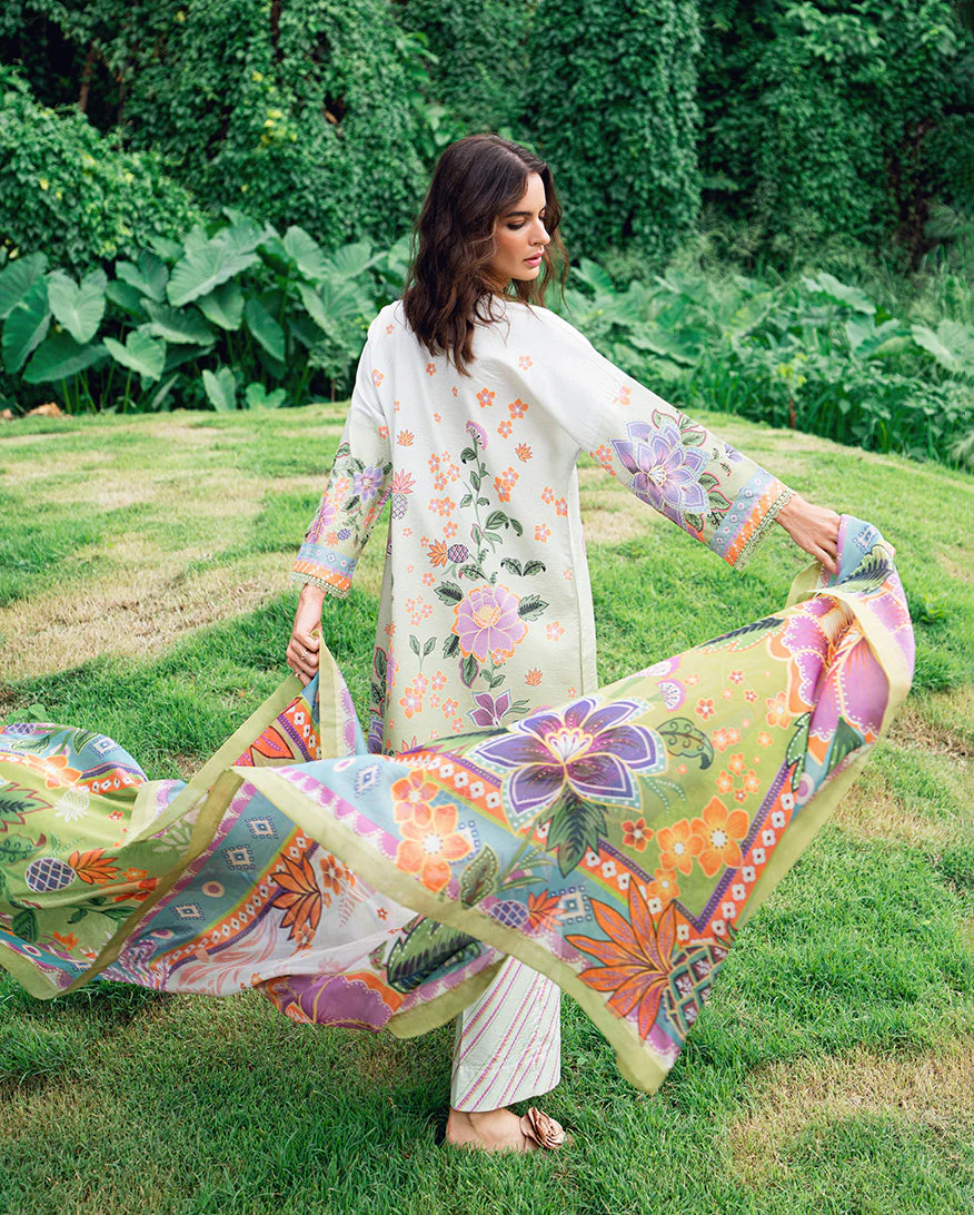 Roheenaz Melon Muse Garden Veal Printed Lawn 2025 - Image 2