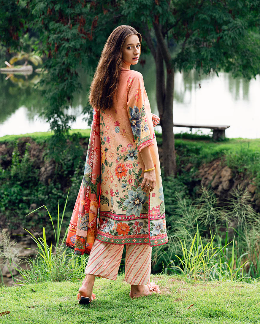 Roheenaz Petal Glaze Garden Veal Printed Lawn 2025 - Image 2