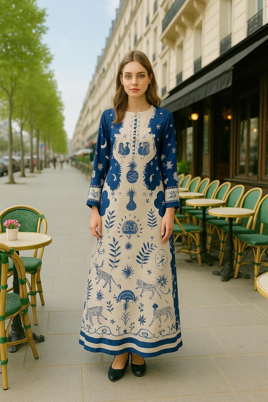 Saadia Asad D-3 Blue-White Noor Kaftans 2025