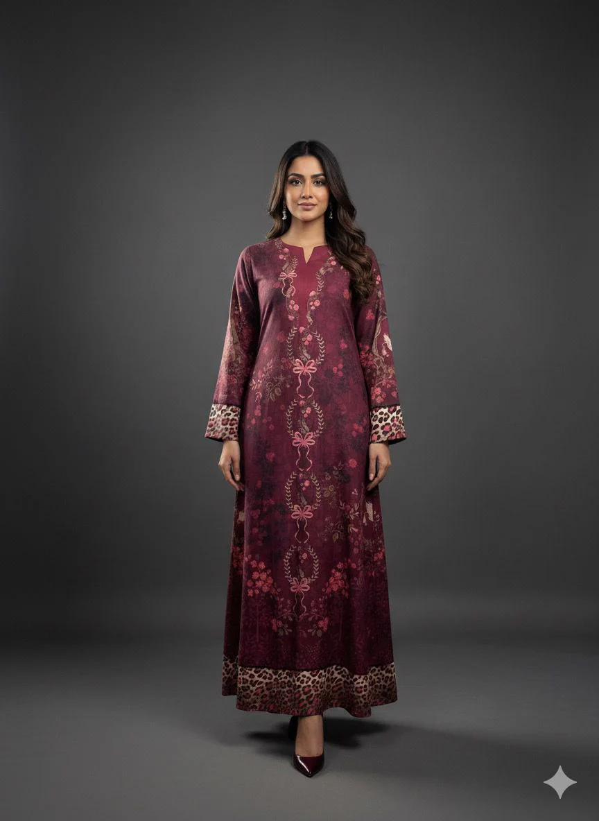Saadia Asad D-4 Maroon Noor Kaftans 2025