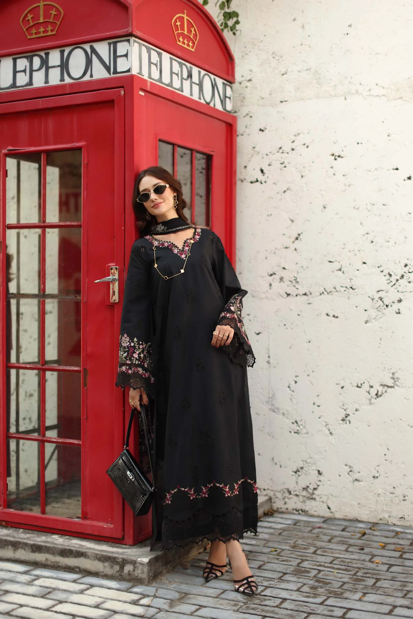 Saadia Asad D1 - B - Midnight Black Noor Luxe Chikankari 2026 - Image 2