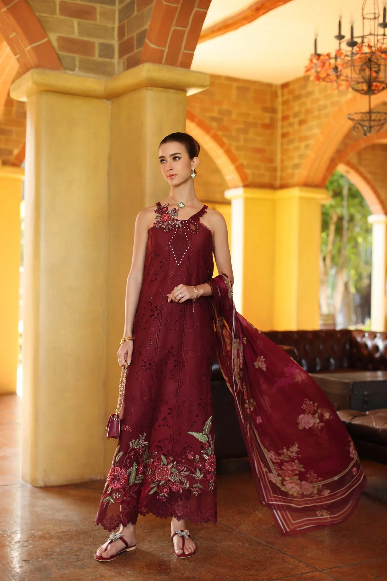 Saadia Asad D10 - A - Roselle Noor Luxury Eid Schiffli Laserkari 2026 - Image 2