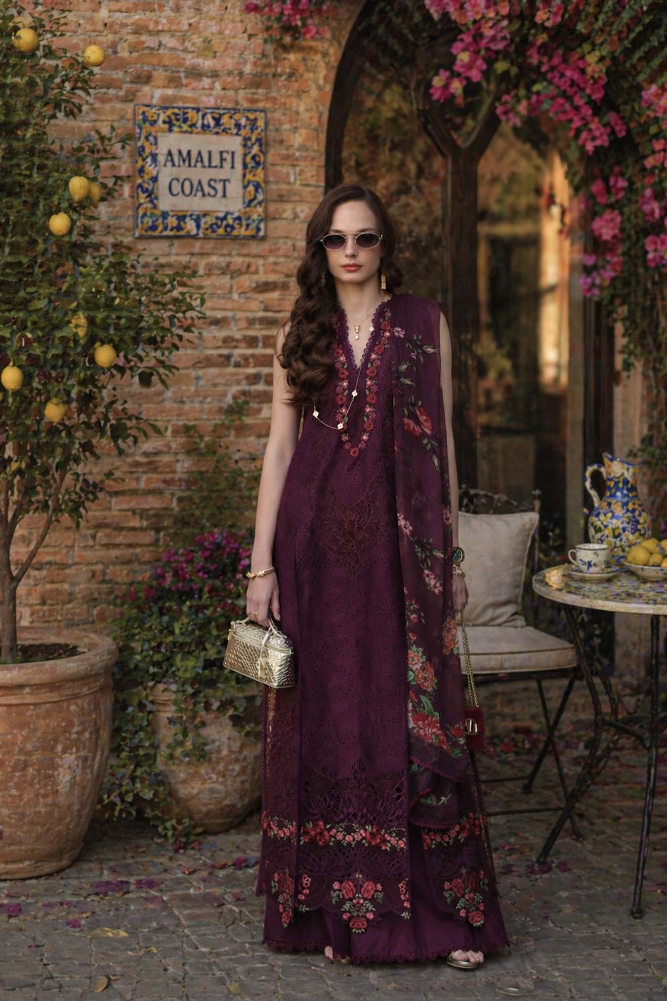 Saadia Asad D10 -Plum Royal Noor Luxury Eid Schiffli Laserkari - Vol 2 2026