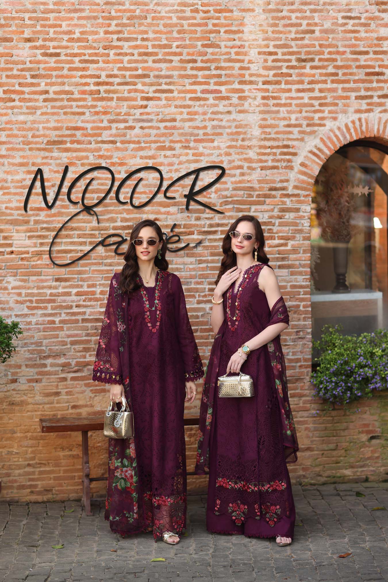 Saadia Asad D10 -Plum Royal Noor Luxury Eid Schiffli Laserkari - Vol 2 2026 - Image 3