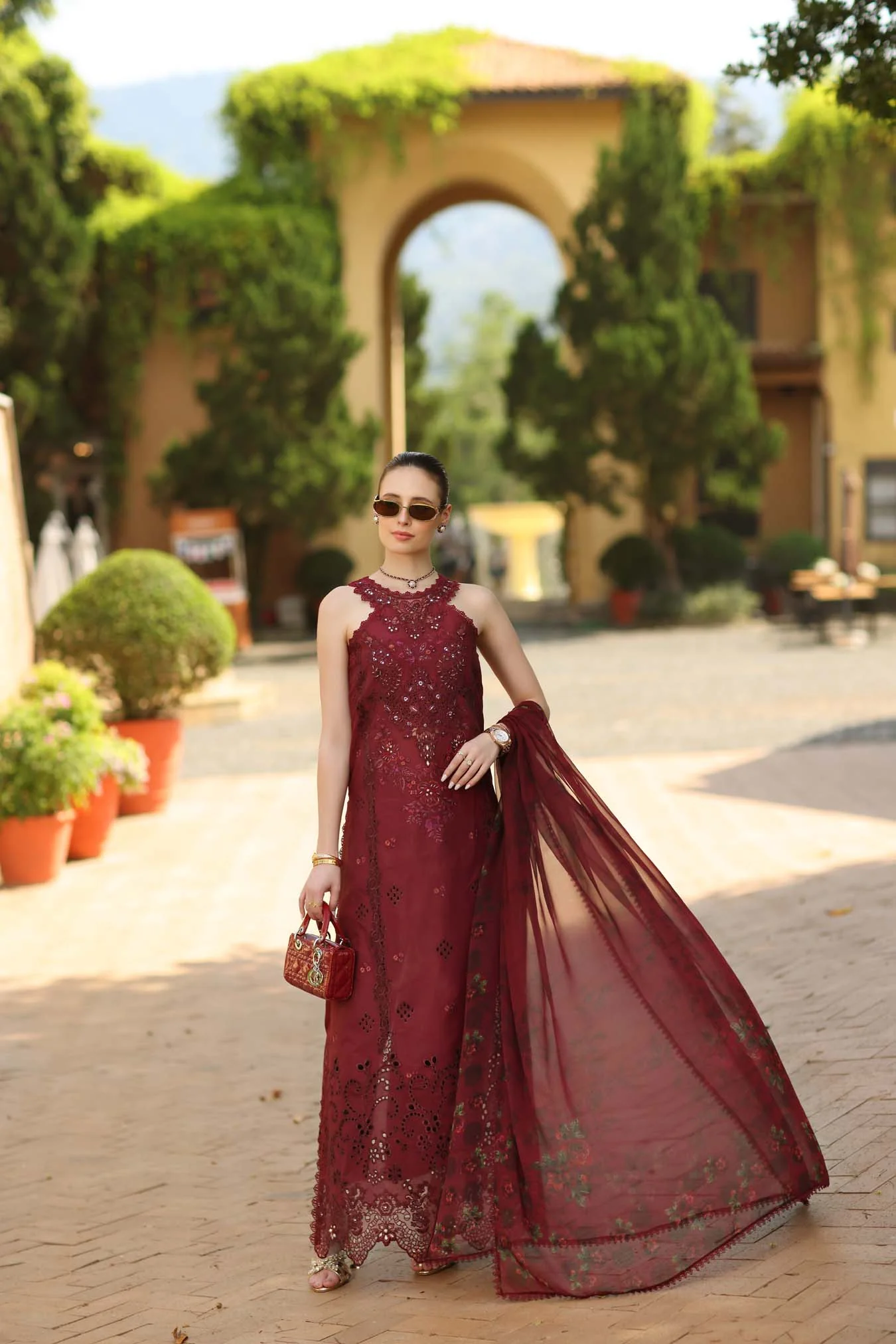 Saadia Asad D12 -Amalfi Rouge Noor Luxury Eid Schiffli Laserkari - Vol 2 2026