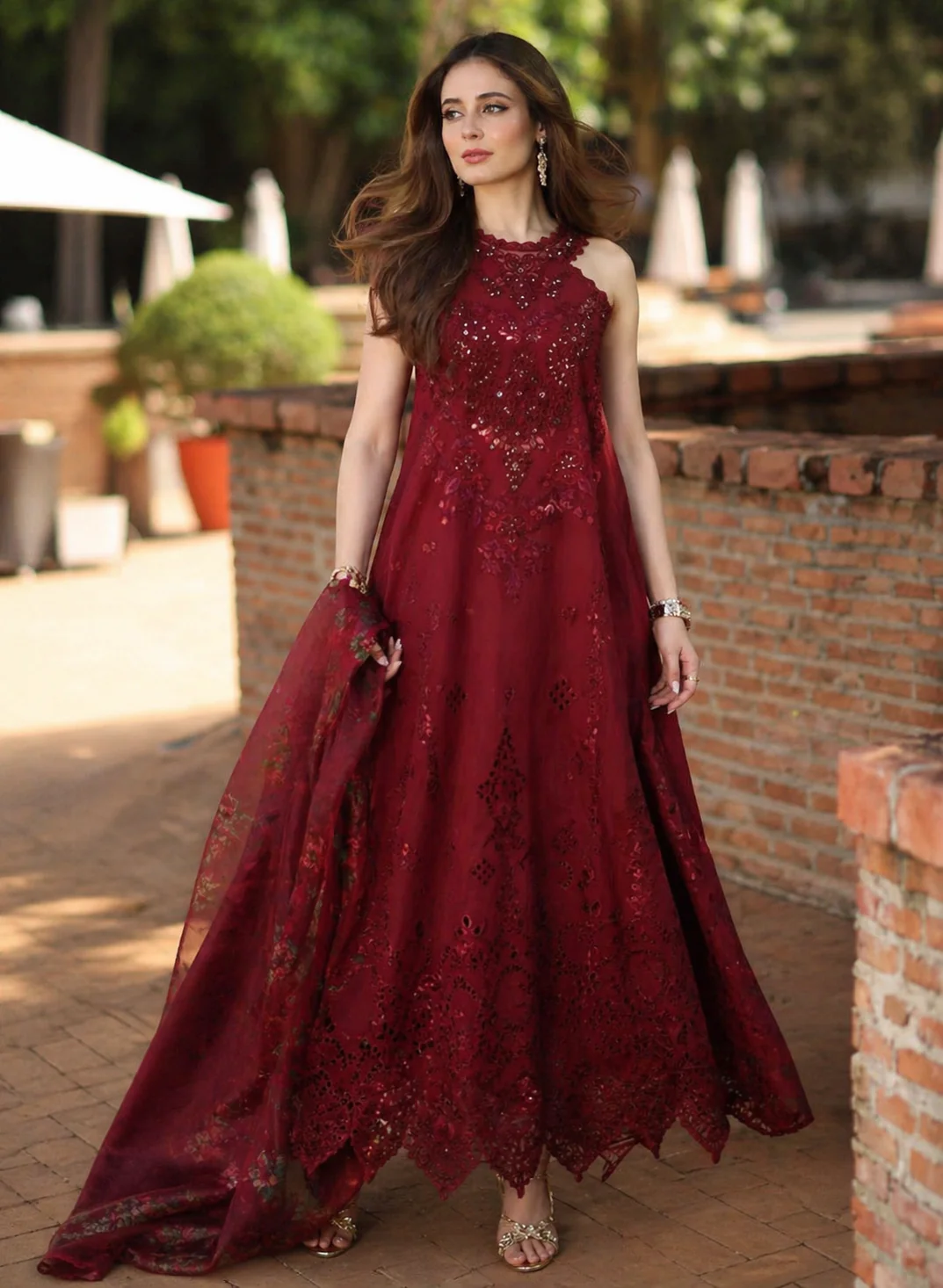 Saadia Asad D12 -Amalfi Rouge Noor Luxury Eid Schiffli Laserkari - Vol 2 2026 - Image 2