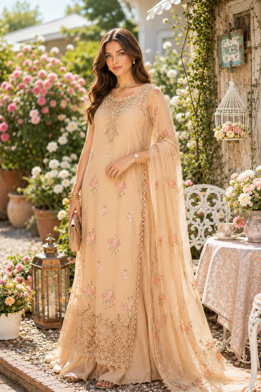 Saadia Asad D13 – Blush Peach Noor Eid Luxury Printskhas 2026