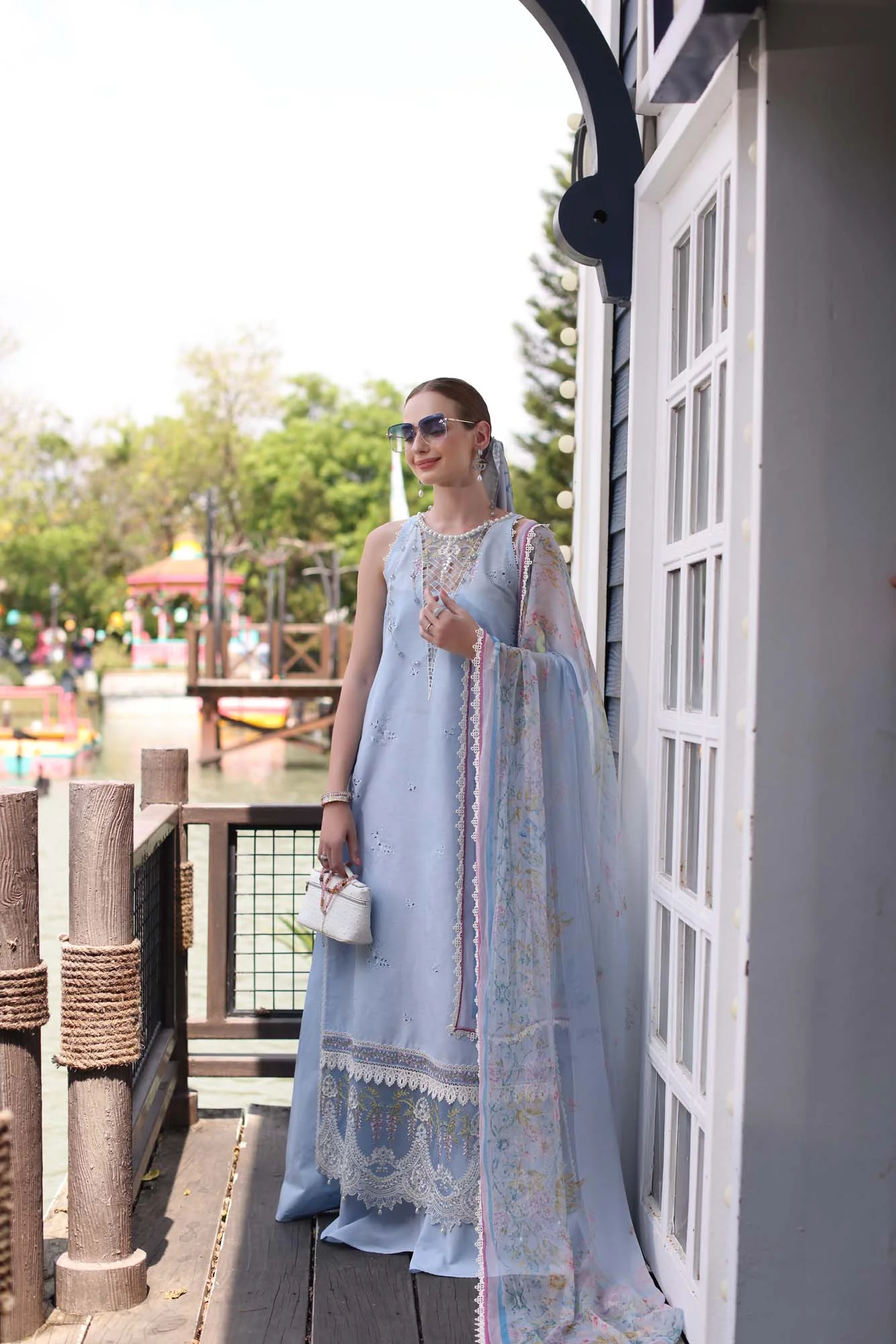 Saadia Asad D2- Cerulean Blue Noor Eid Luxe Chikankari 2025