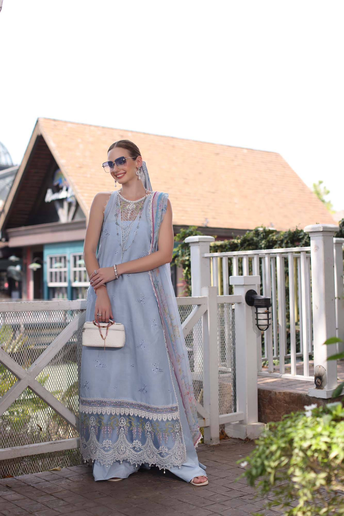 Saadia Asad D2- Cerulean Blue Noor Eid Luxe Chikankari 2025 - Image 2