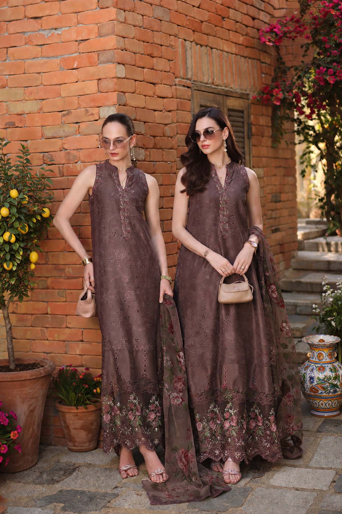 Saadia Asad D3 -Espresso Rose Noor Luxury Eid Schiffli Laserkari - Vol 2 2026 - Image 2
