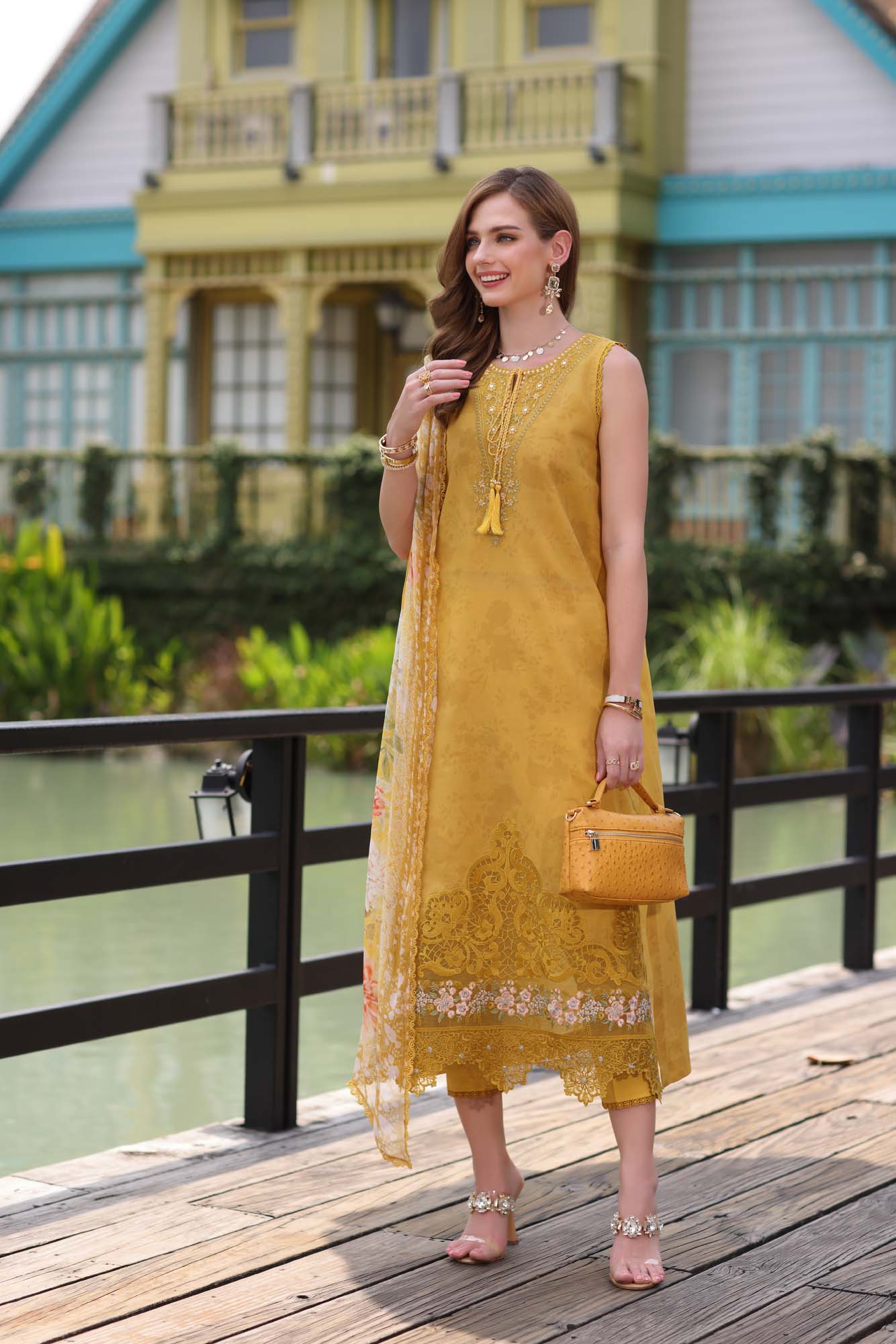 Saadia Asad D3- Mustard Yellow Noor Eid Luxe Chikankari 2025