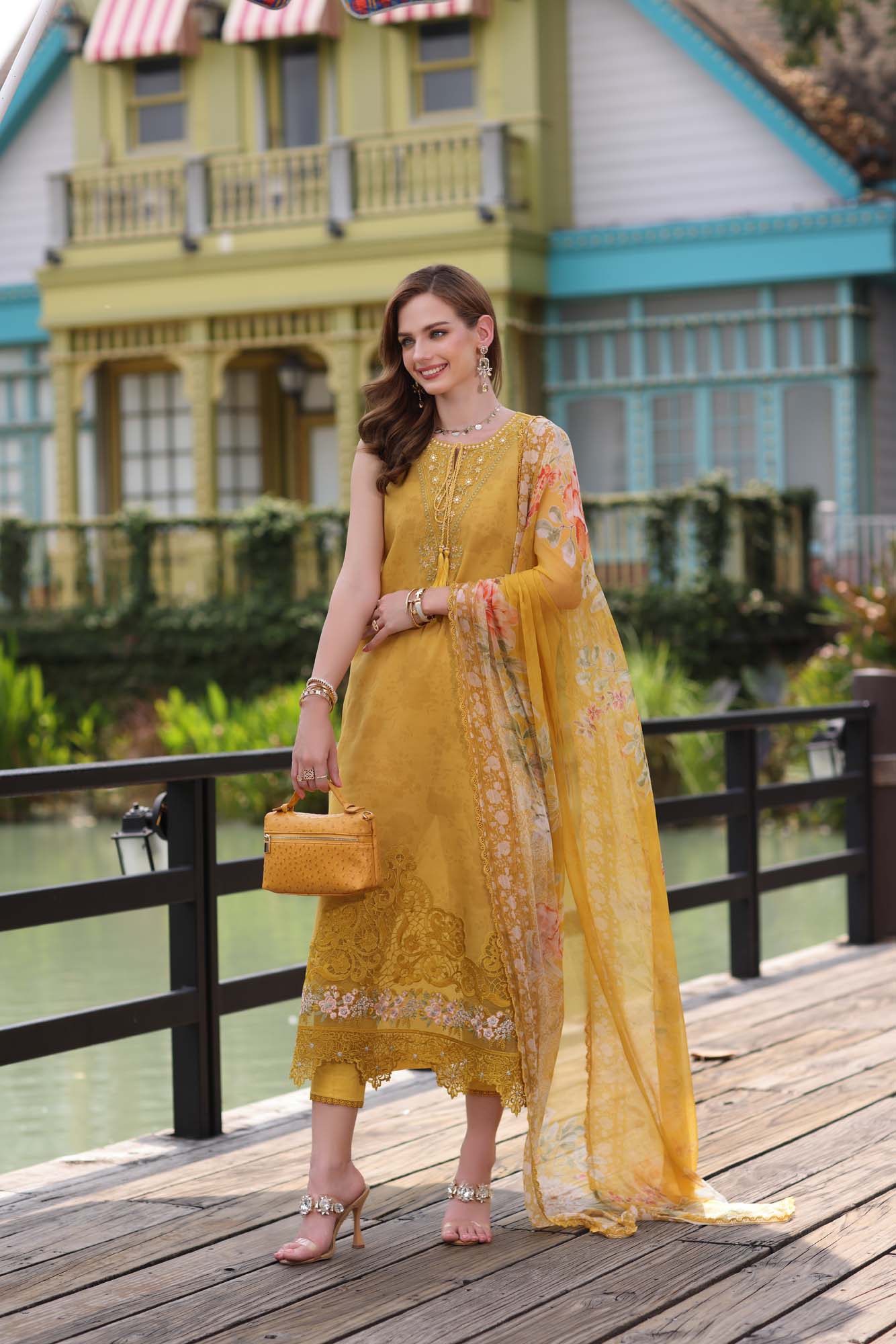 Saadia Asad D3- Mustard Yellow Noor Eid Luxe Chikankari 2025 - Image 2