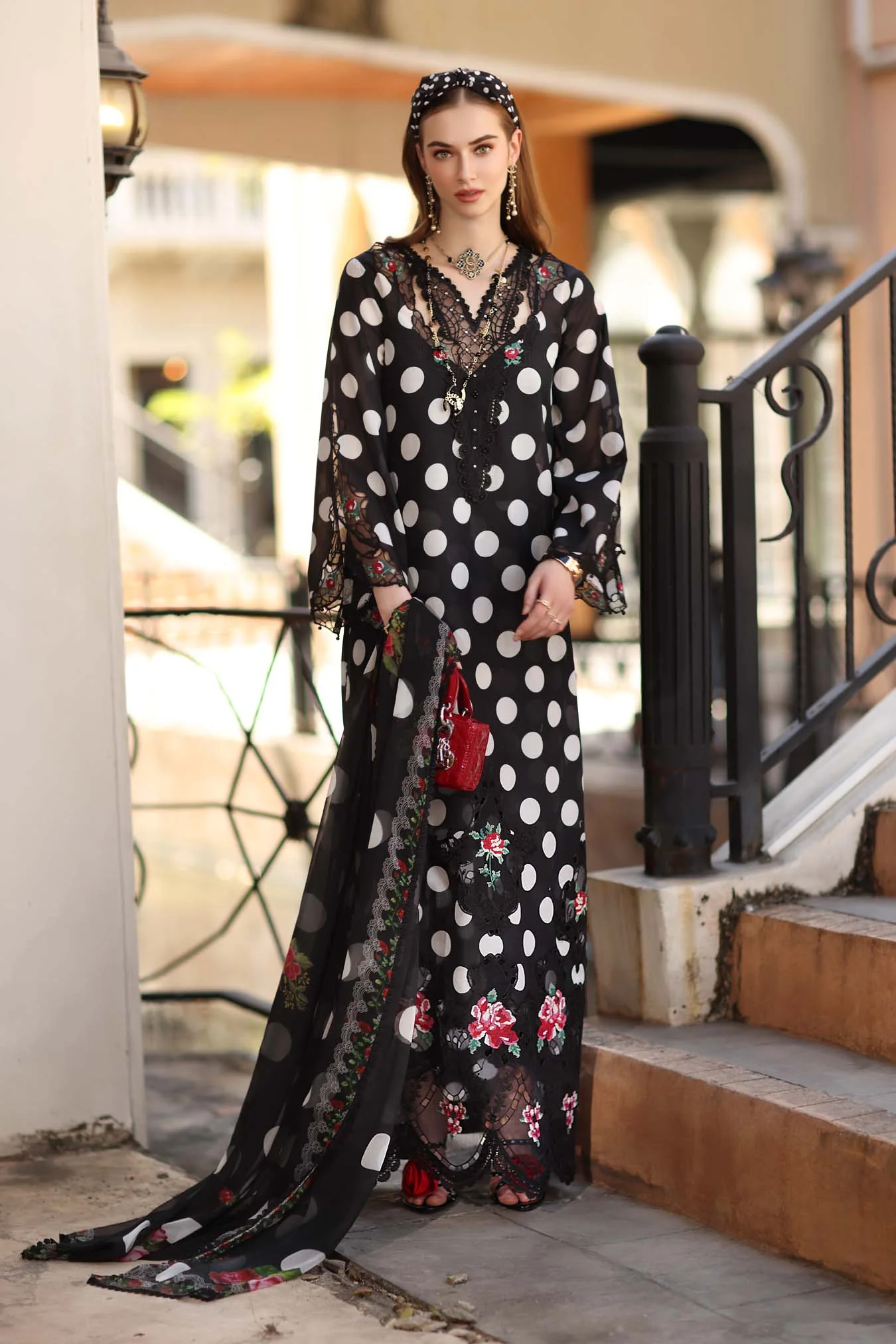 Saadia Asad D4 - A - Black Polka Noor Eid Luxe Printskhaas 2026 - Image 2