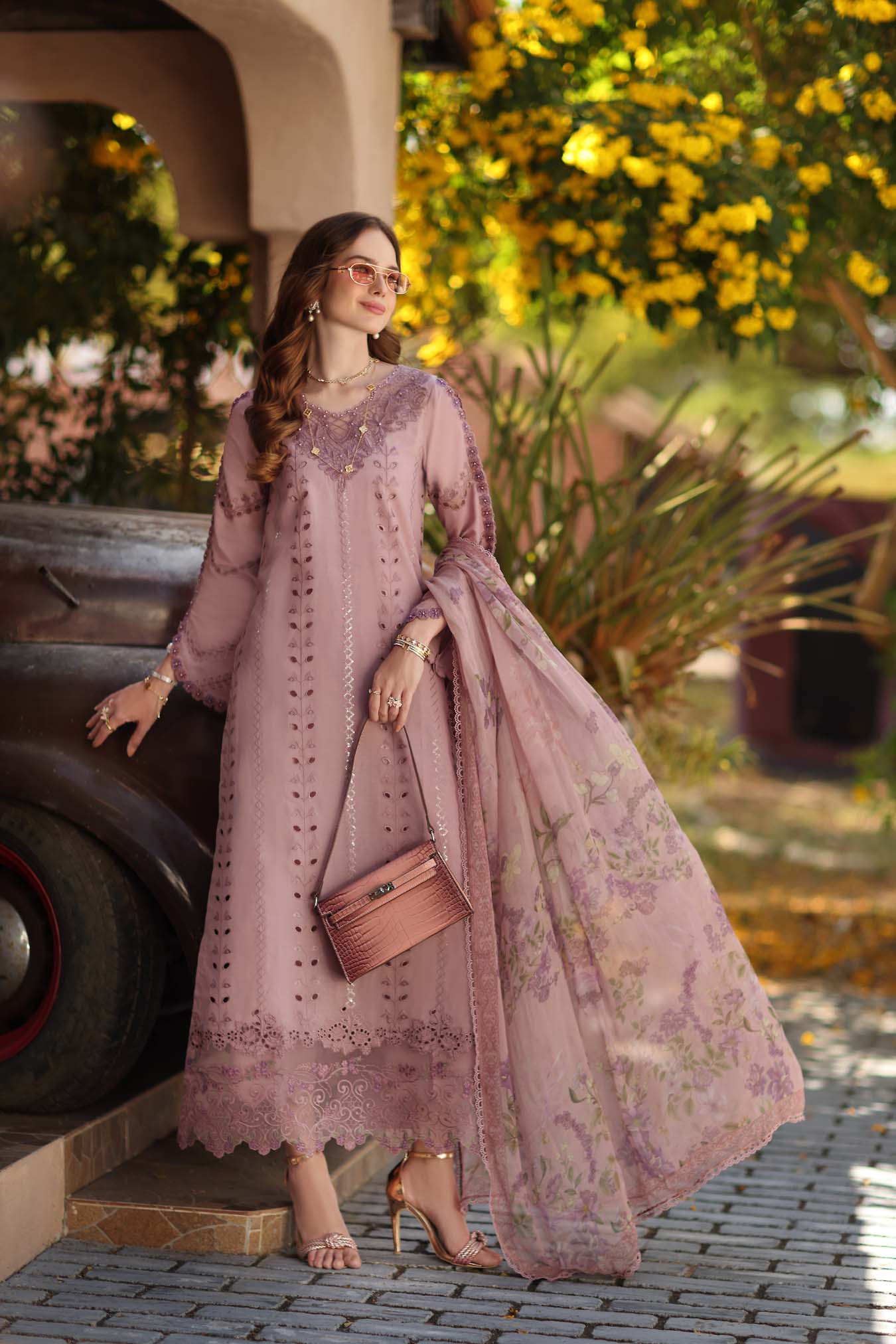 Saadia Asad D4 - B - Dusky Rose Noor Luxe Chikankari 2026