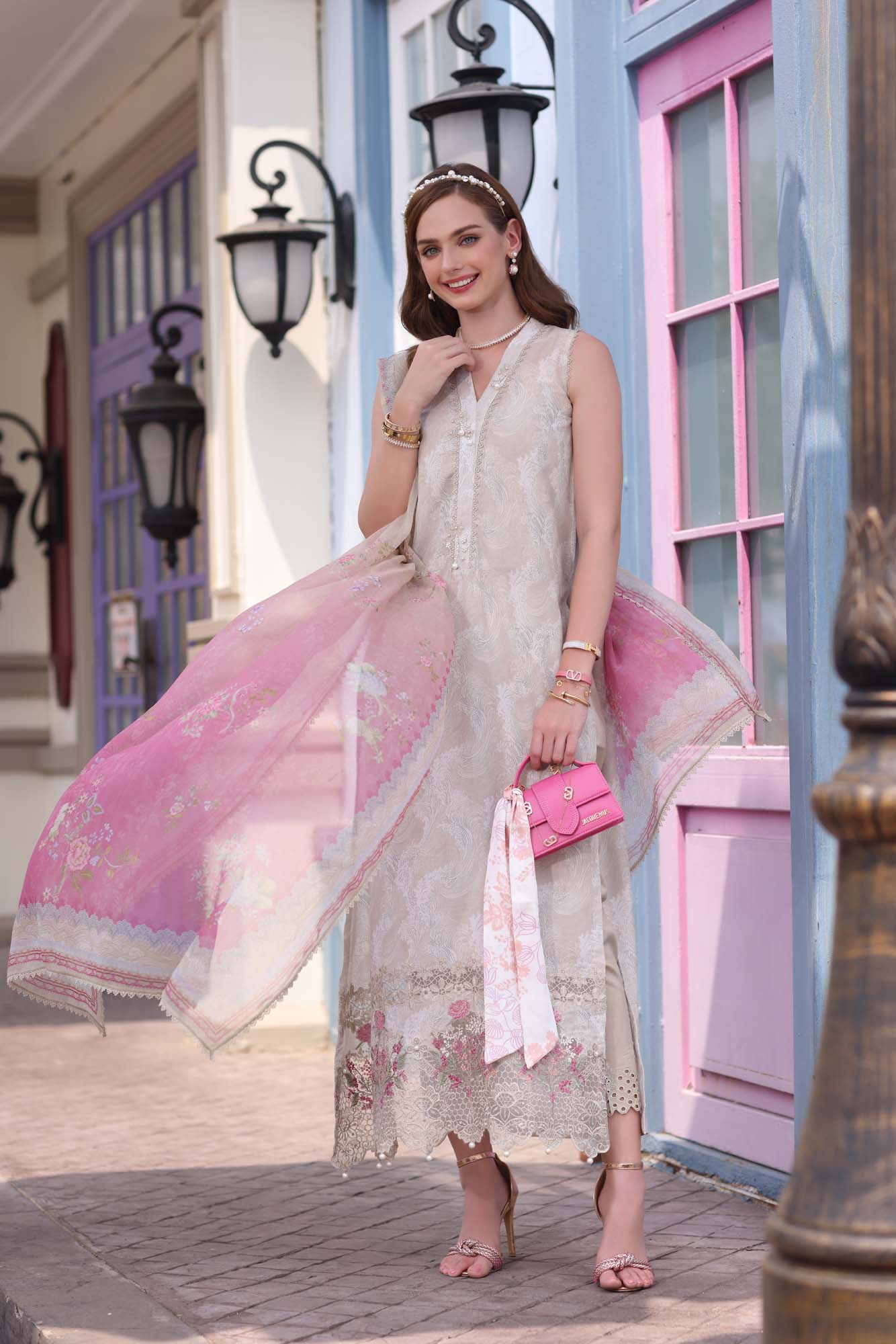Saadia Asad D4- Beige Noor Eid Luxe Chikankari 2025 - Image 2