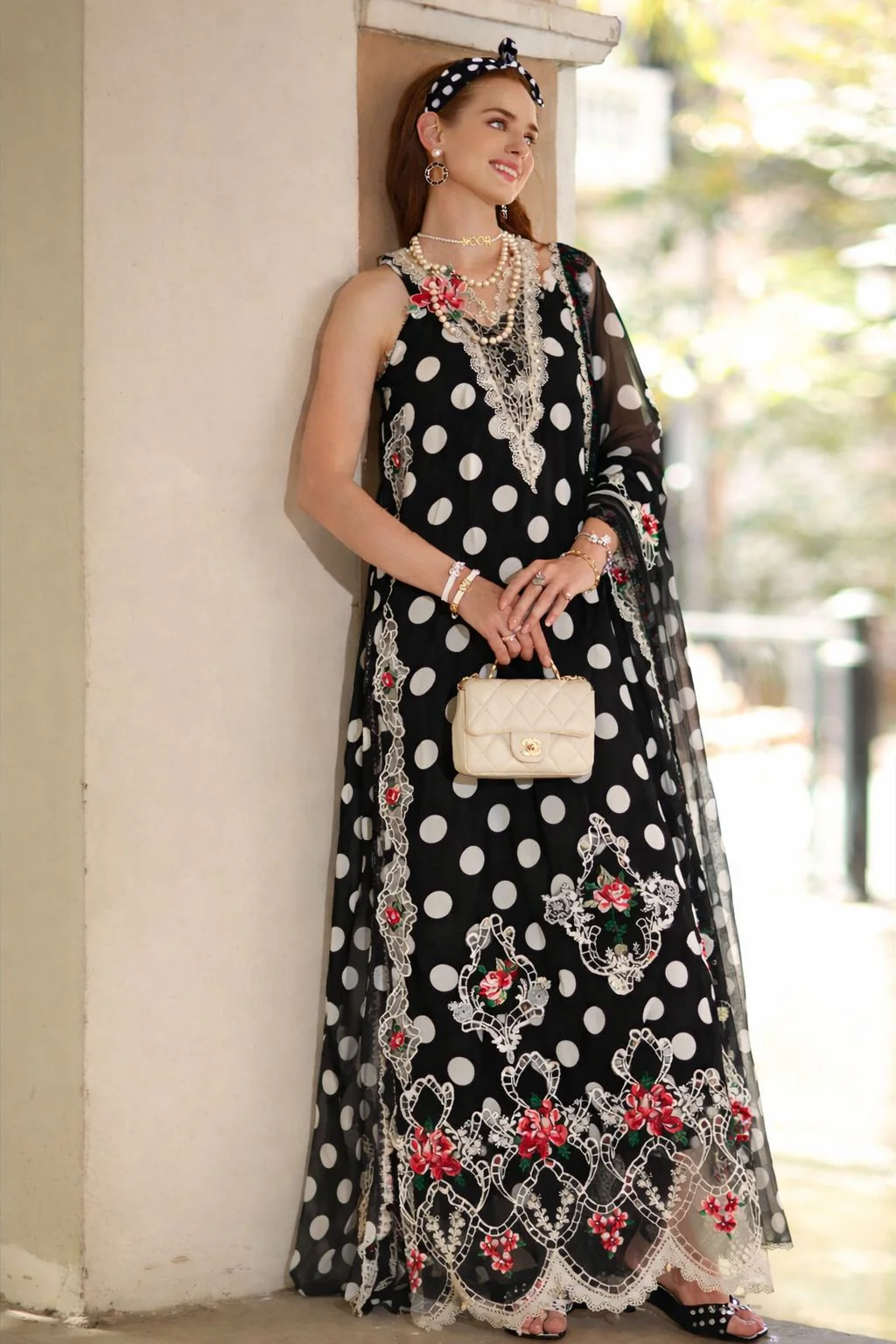 Saadia Asad D4 - C- Monochrome Polka Noor Eid Luxe Printskhaas 2026 - Image 2