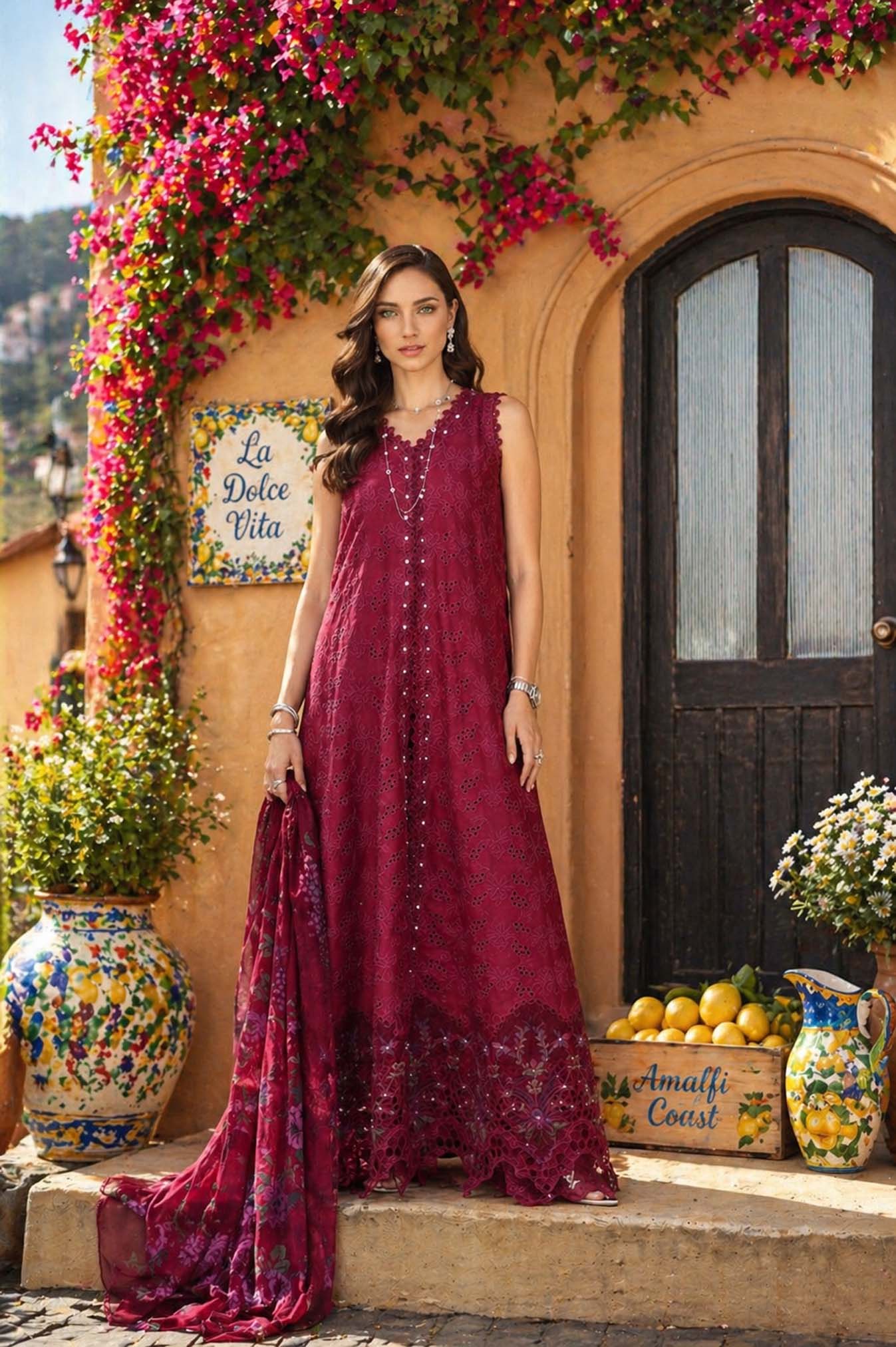Saadia Asad D4 -Fuchia Élégance Noor Luxury Eid Schiffli Laserkari - Vol 2 2026