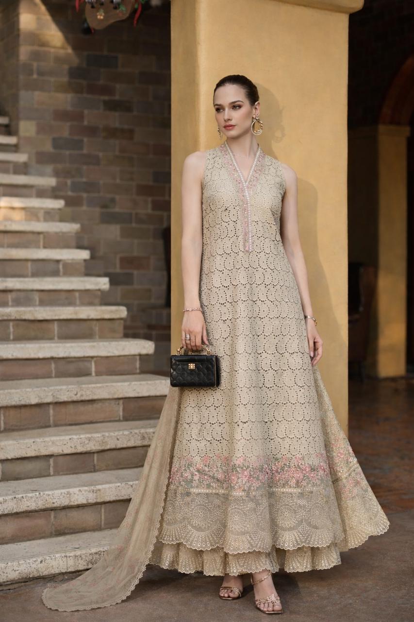 Saadia Asad D5 - A - Lunaria Noor Luxury Eid Schiffli Laserkari 2026 - Image 2