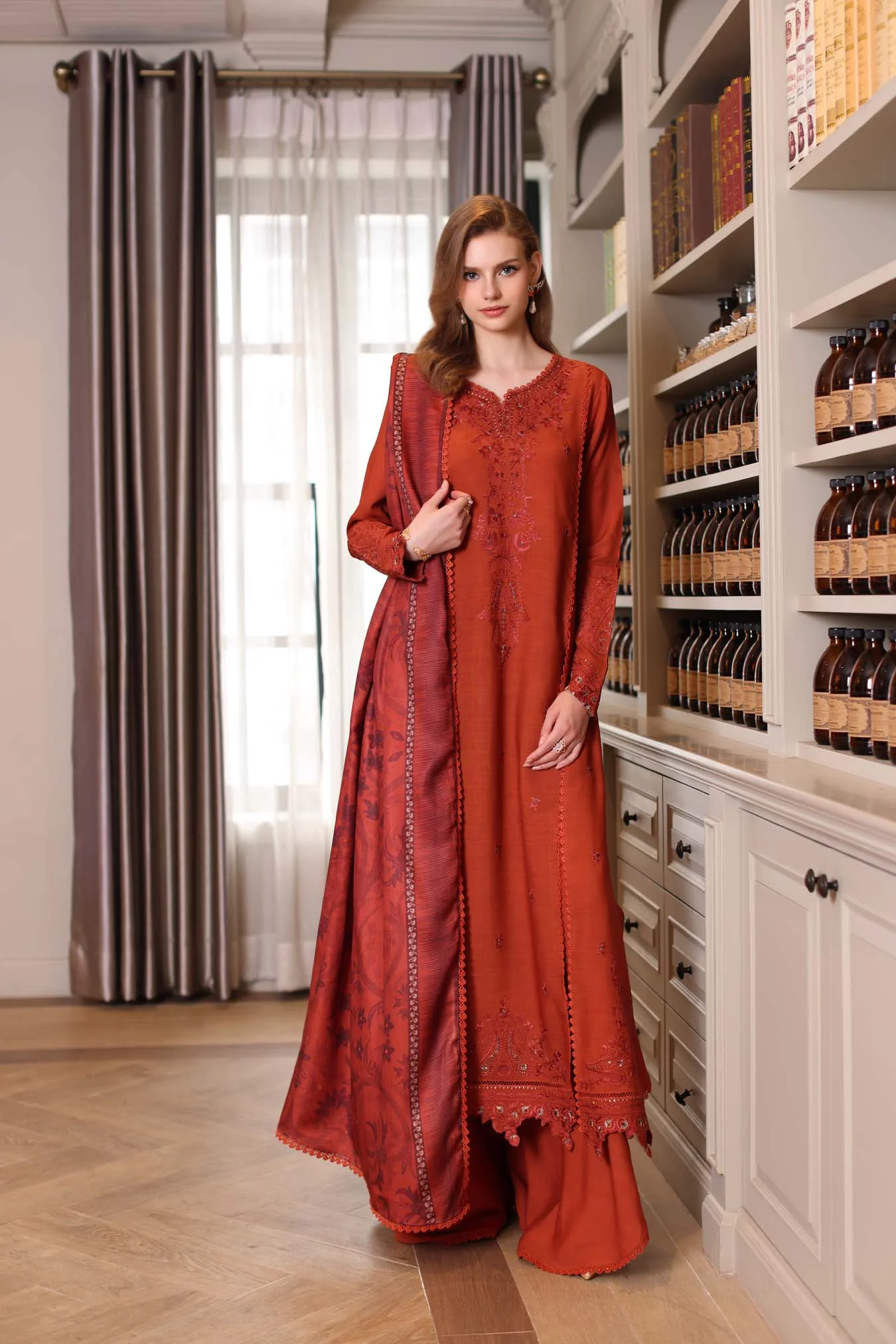 Saadia Asad D5 - A Noor Winter Embroidered Printkhaas 2025 - Image 2