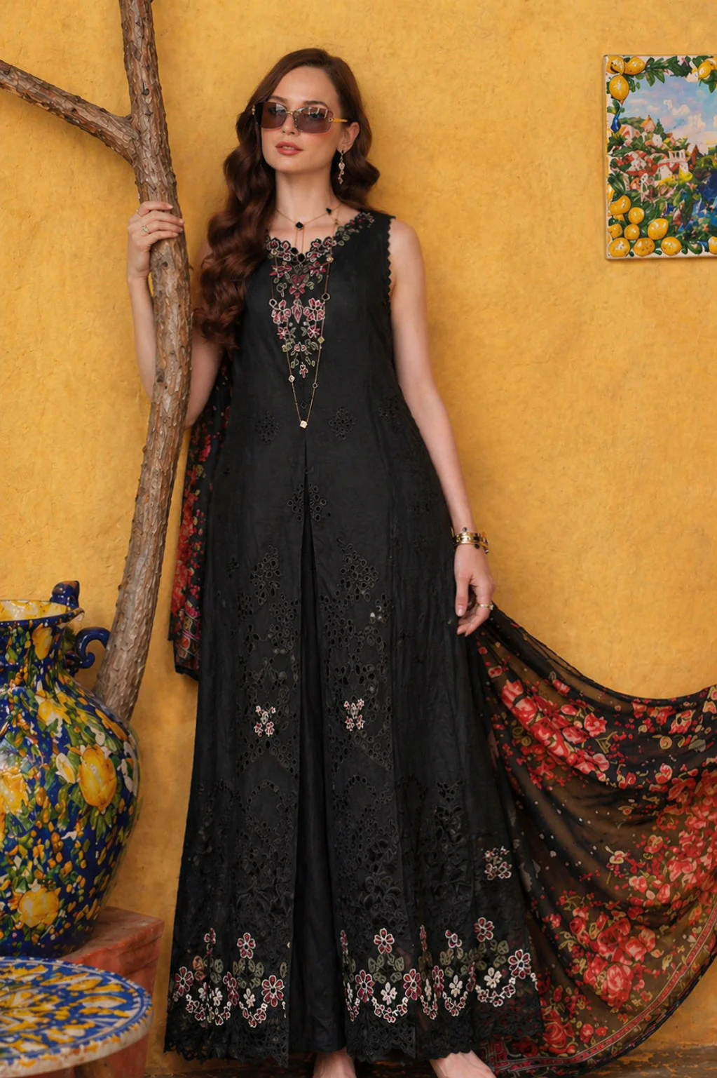 Saadia Asad D5 - Raven Black Noor Luxury Eid Schiffli Laserkari - Vol 2 2026