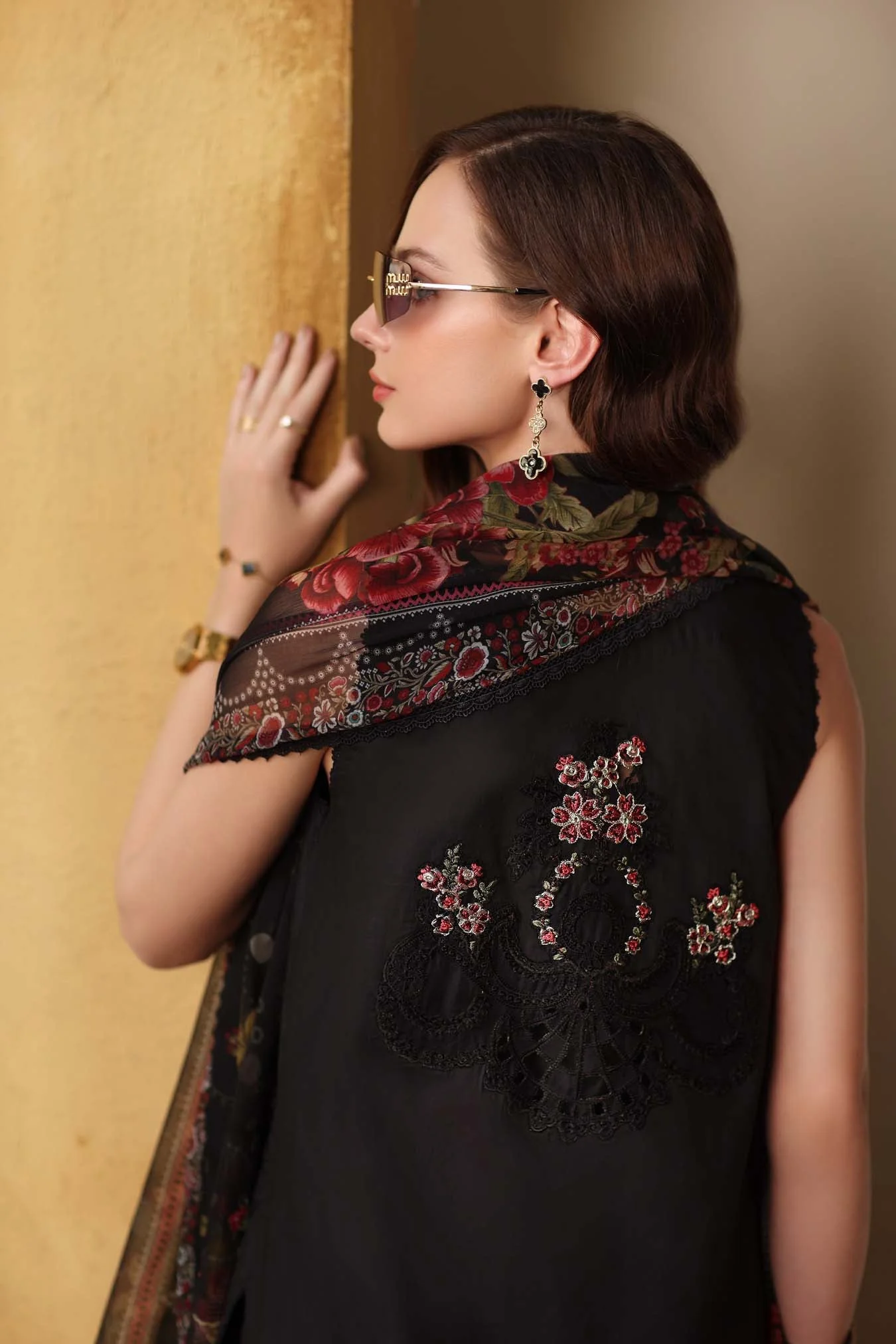 Saadia Asad D5 - Raven Black Noor Luxury Eid Schiffli Laserkari - Vol 2 2026 - Image 2