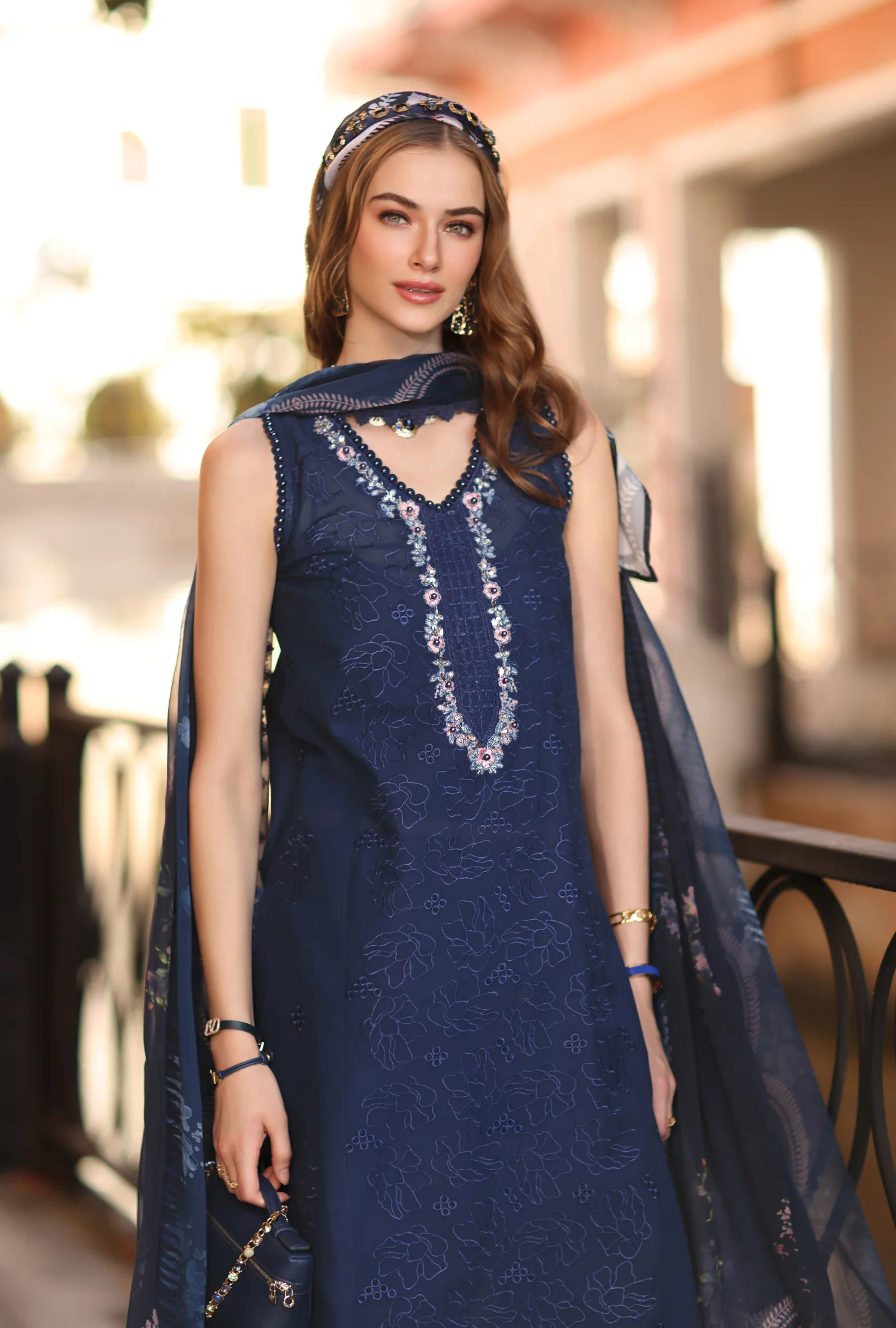 Saadia Asad D6 - A - Imperial Blue Noor Eid Luxe Printskhaas 2026 - Image 2